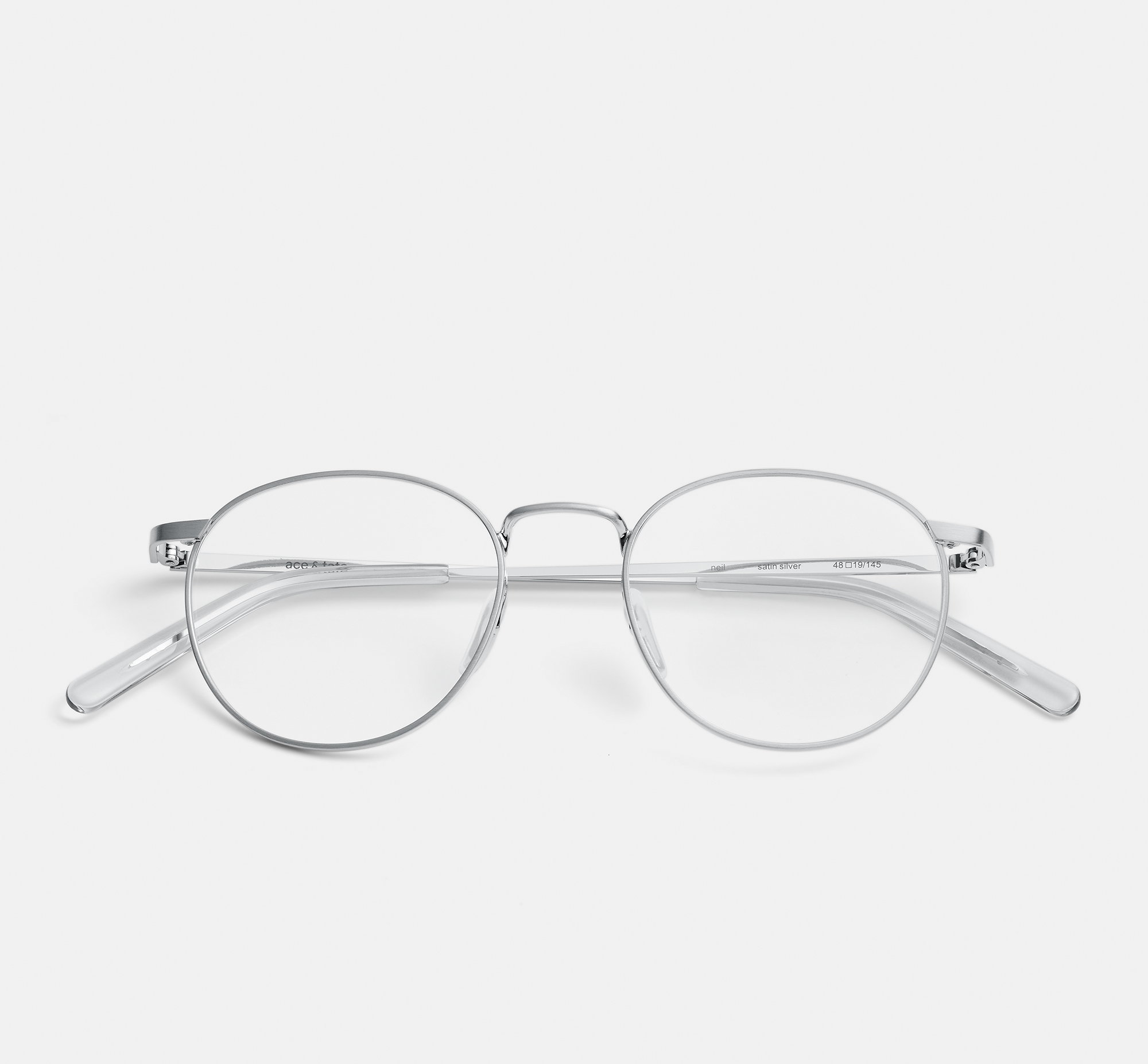 Neil Satin Silver | Round Metal Glasses | Ace & Tate