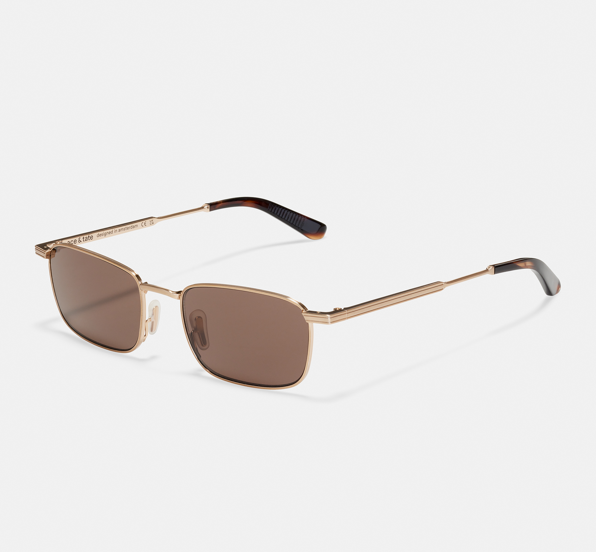 TATE♡ Kenji Satin Silver | Rectangular Metal Sunglasses | Ace & Tate
