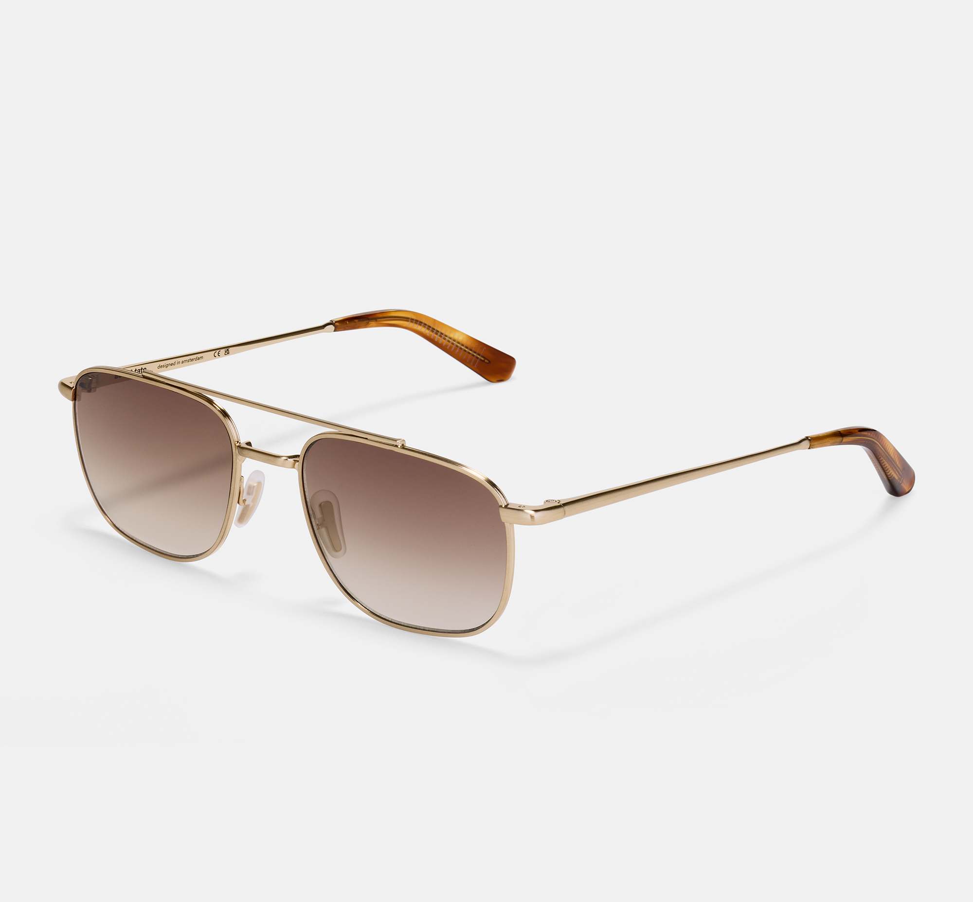 Cruz Satin Gold | Square Metal Sunglasses | Ace & Tate