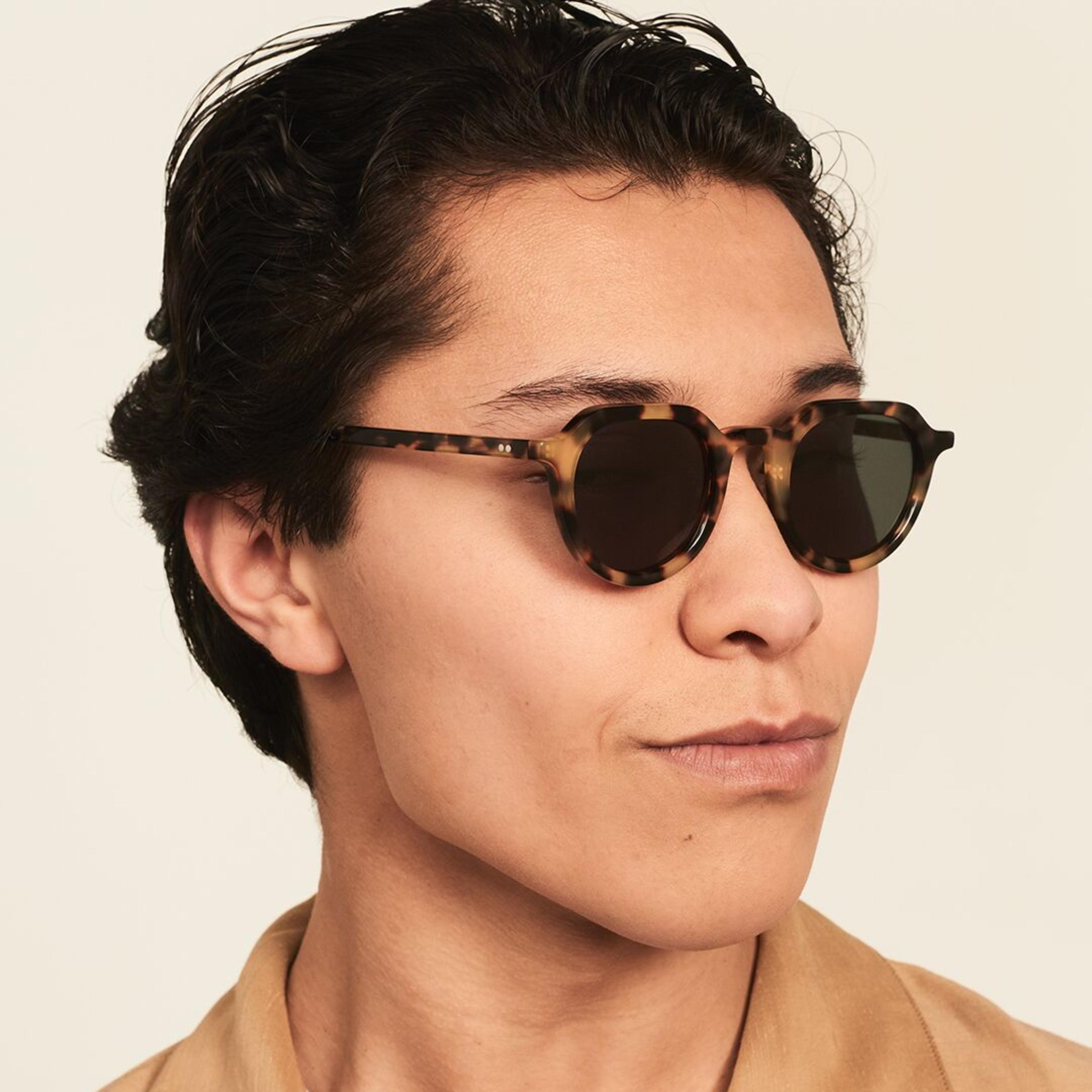 Ace & Tate Sunglasses | Round Acetate in Brown, Yellow