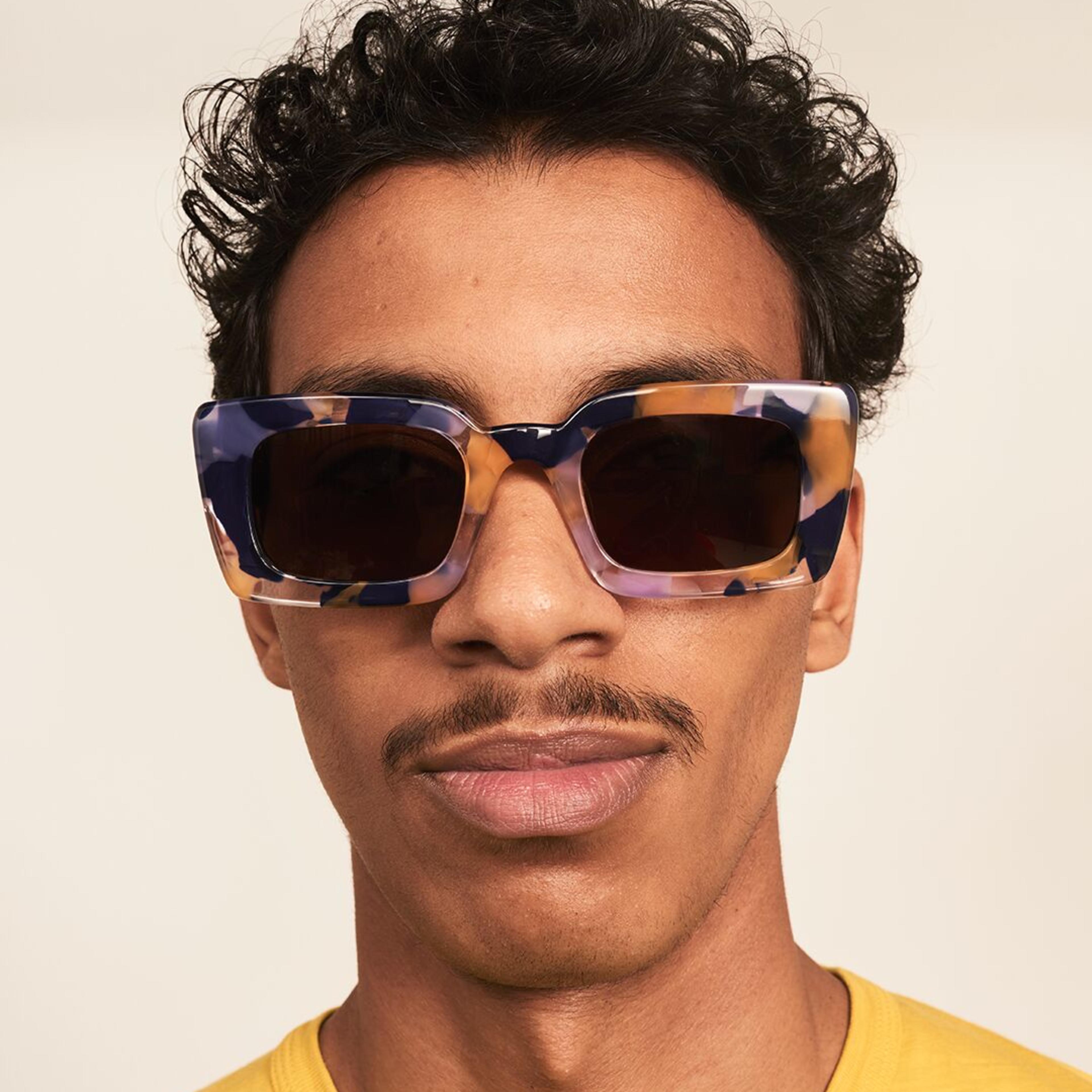 Ace & Tate Sunglasses | rectangle Acetate in Brown, Orange, Purple