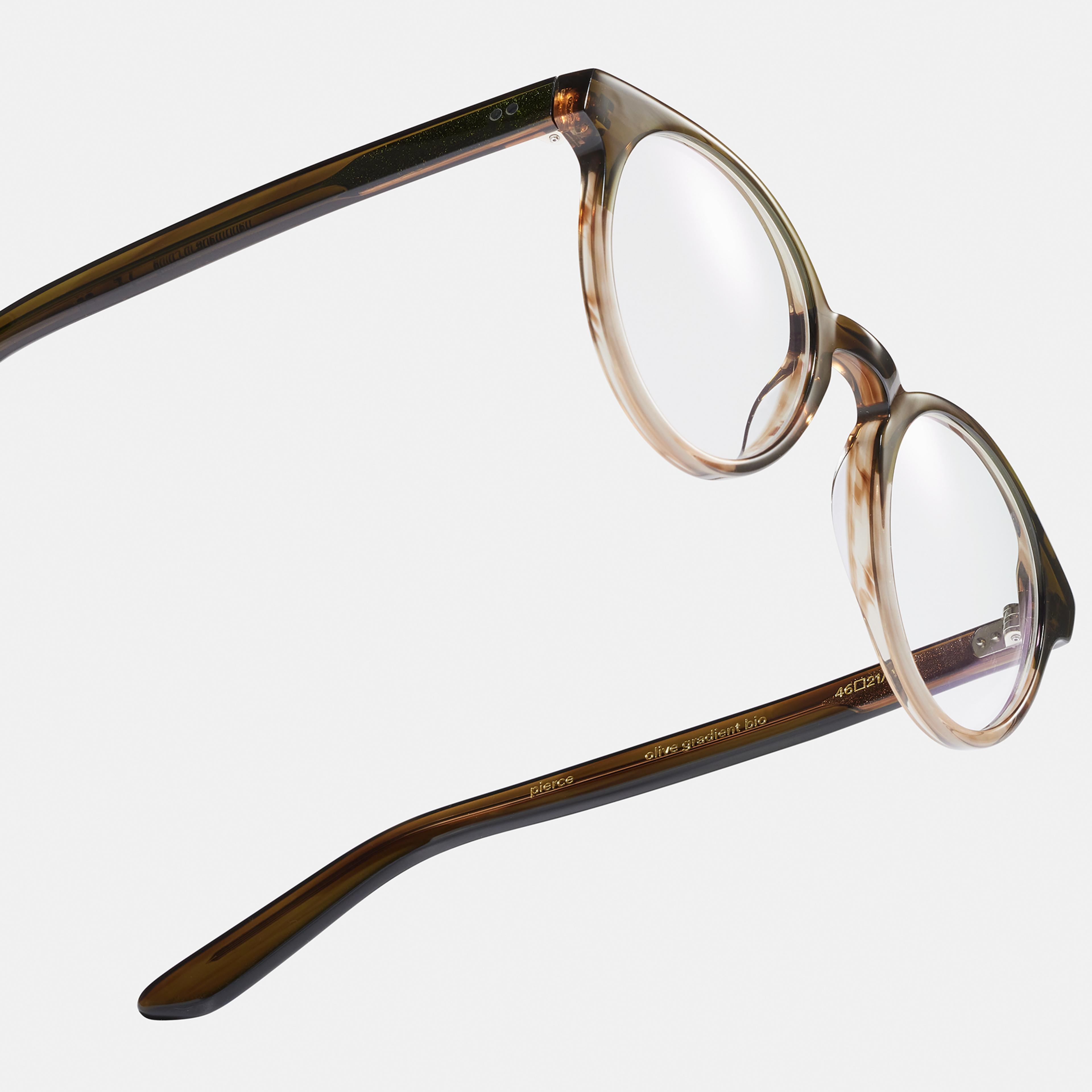 Ace & Tate Pierce in Olive Gradient Ace & Tate Glasses | Round Acetate in Brown, Green