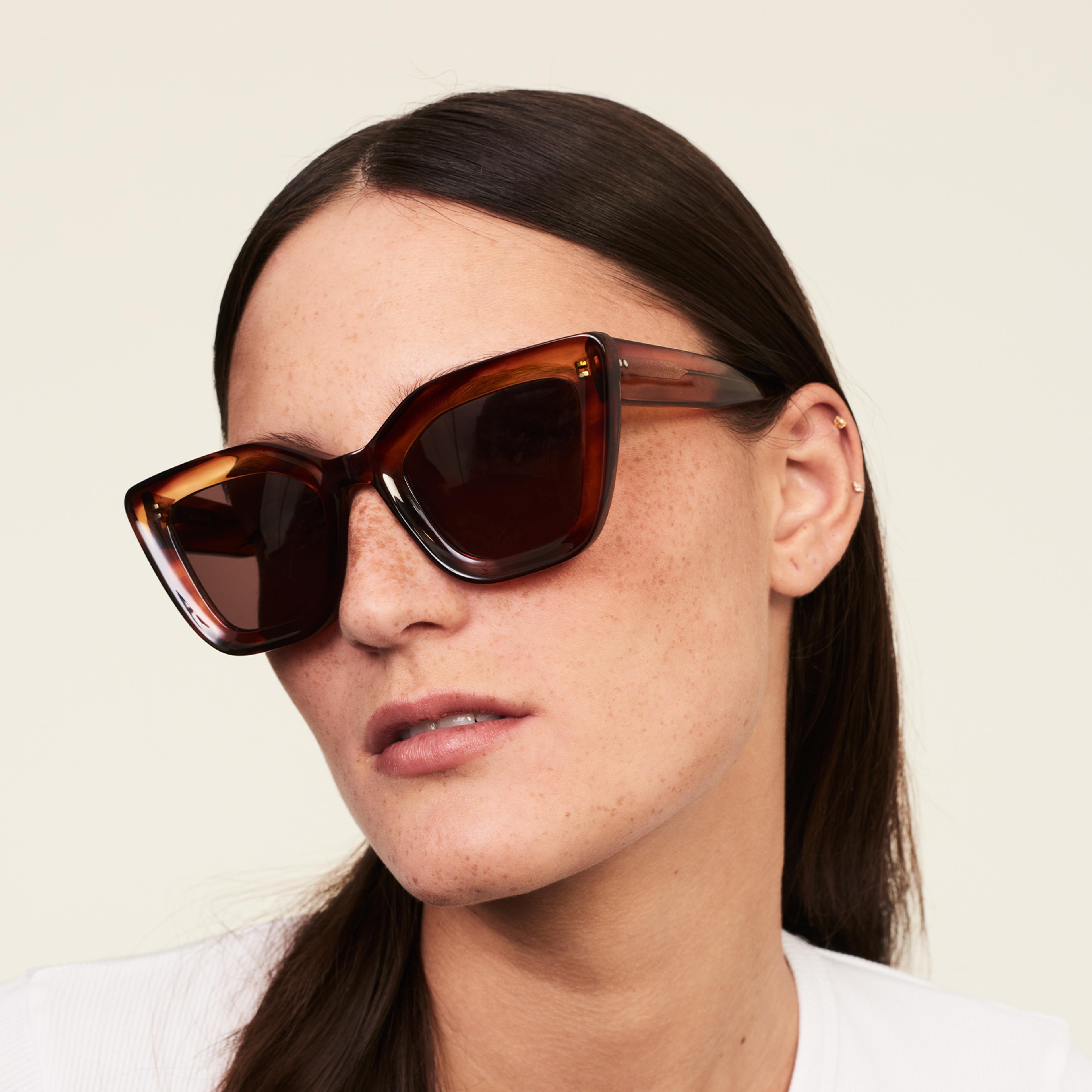 Ace & Tate Sunglasses | rectangle Bio acetate in Brown, Red
