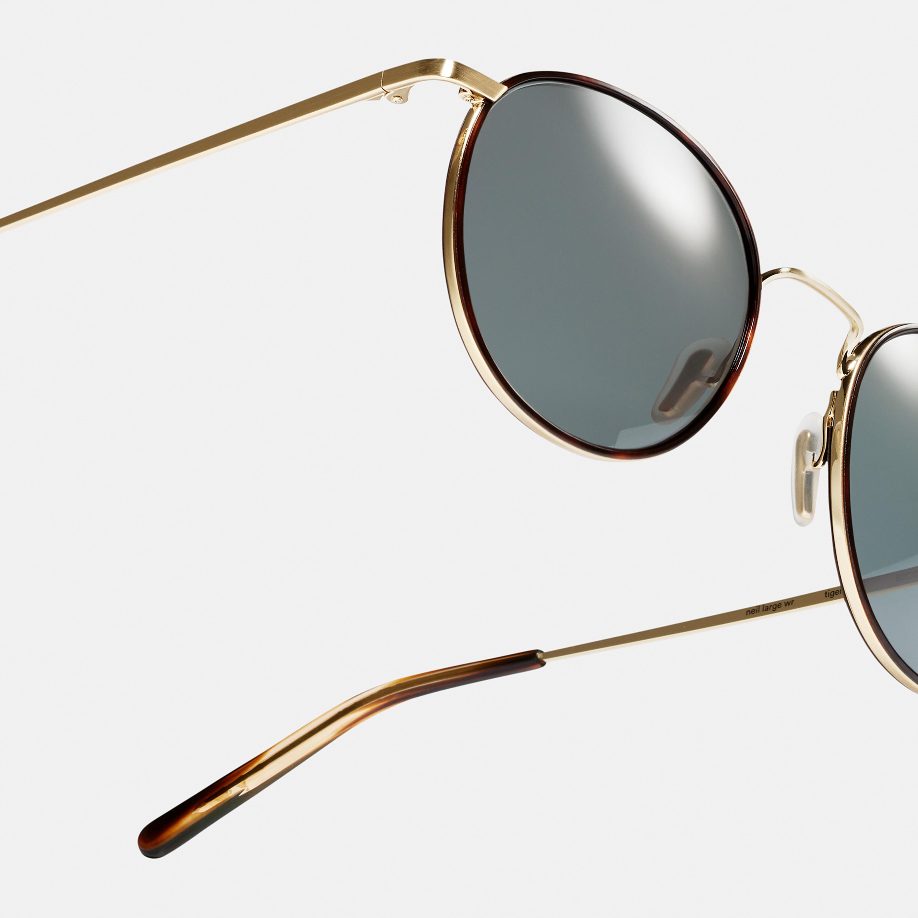 Ace & Tate Sunglasses | Round Metal in Brown, Gold, Orange