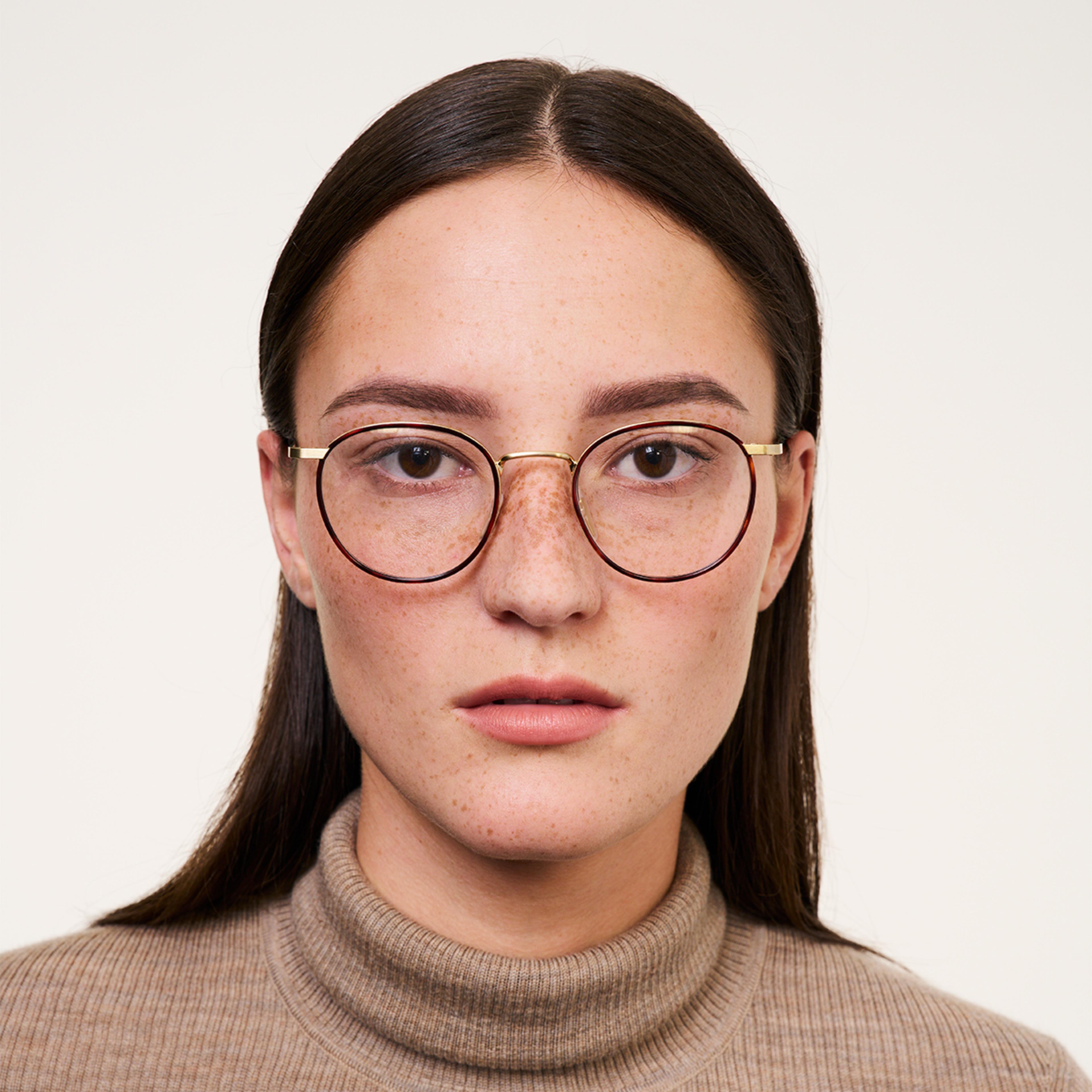 Ace & Tate Glasses | Round Metal in Brown, multicolor, tortoise, Yellow