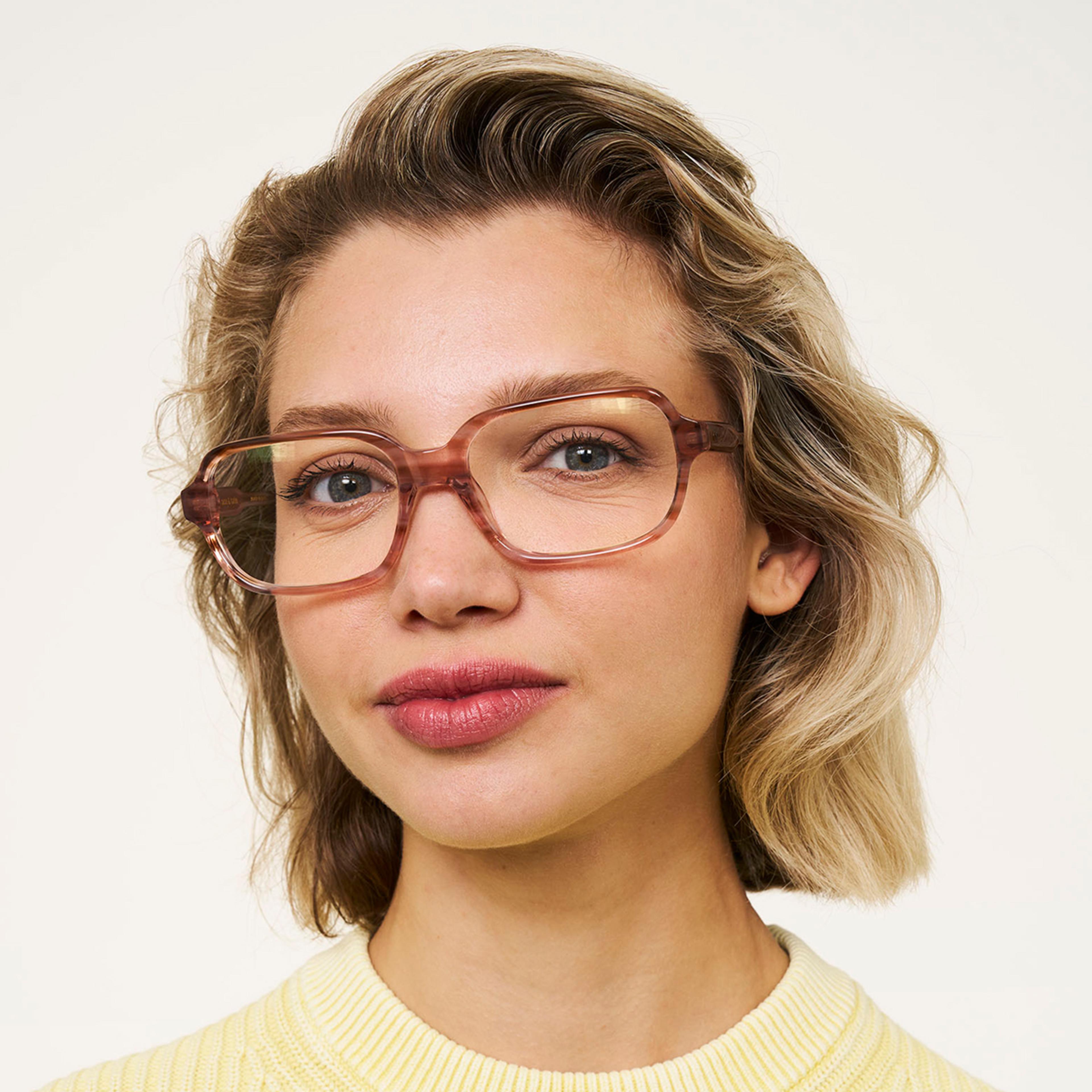 Ace & Tate Glasses | Square Bio acetate in Pink