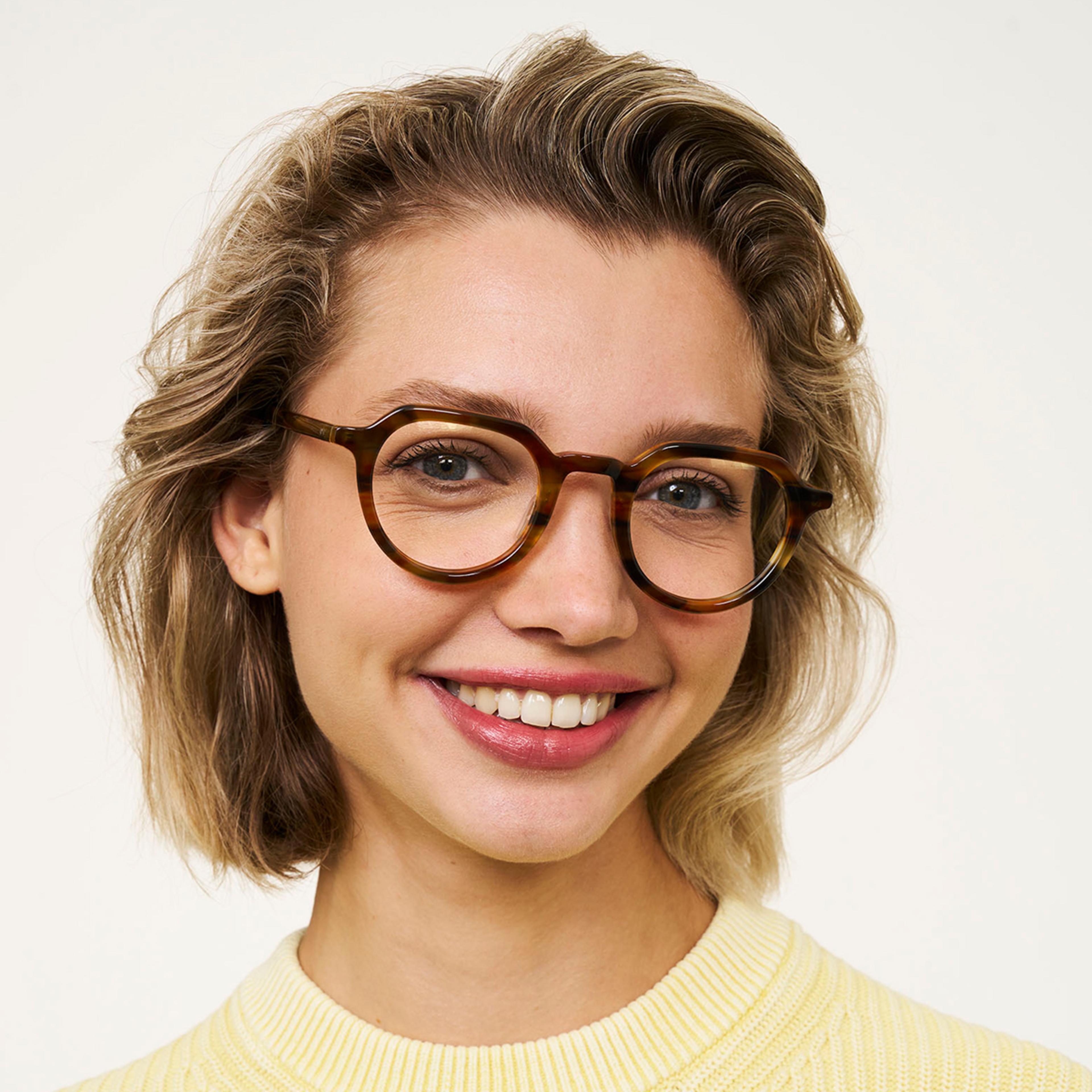 Ace & Tate Glasses | Round Bio acetate in Blue