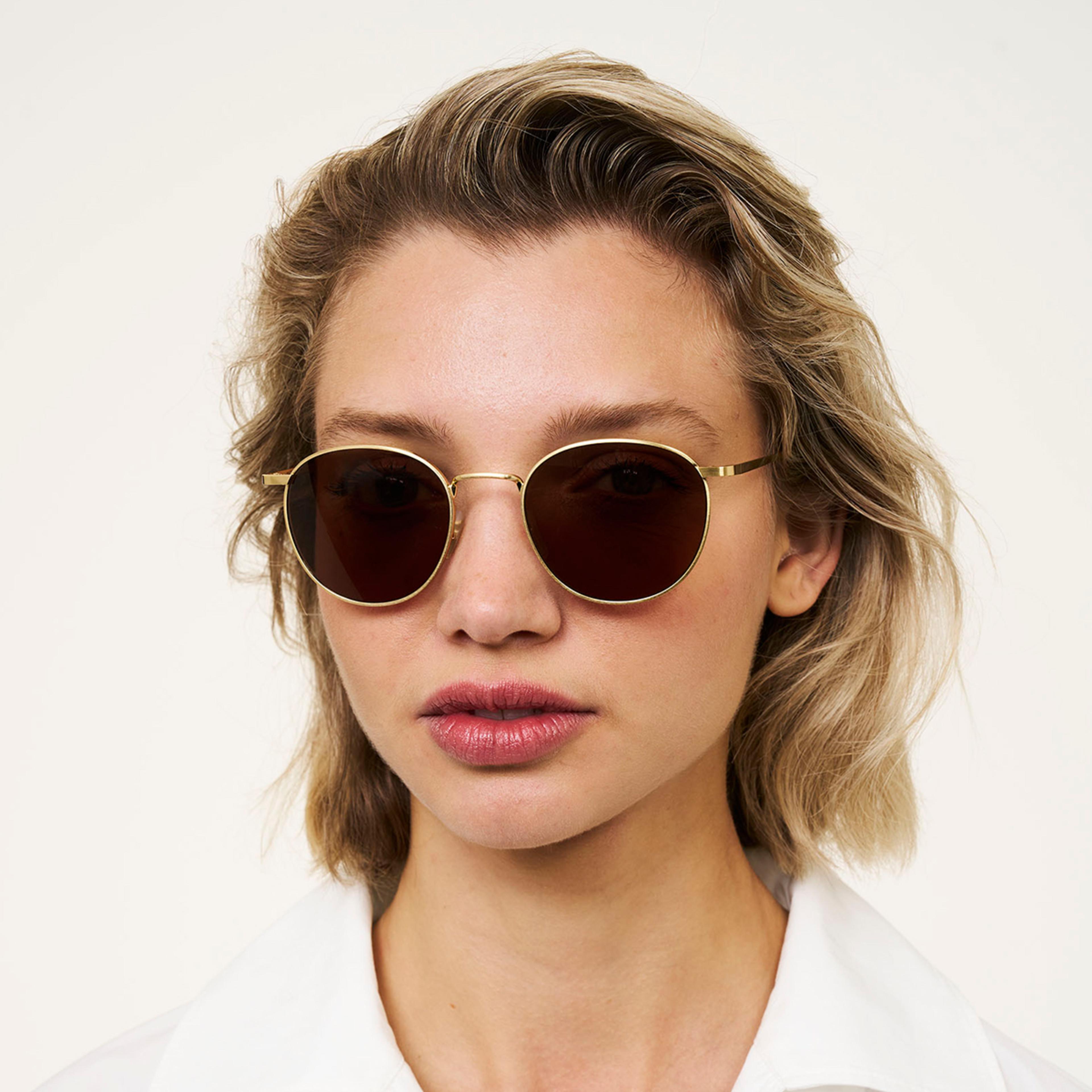 Ace & Tate Sunglasses | Round Metal in Gold