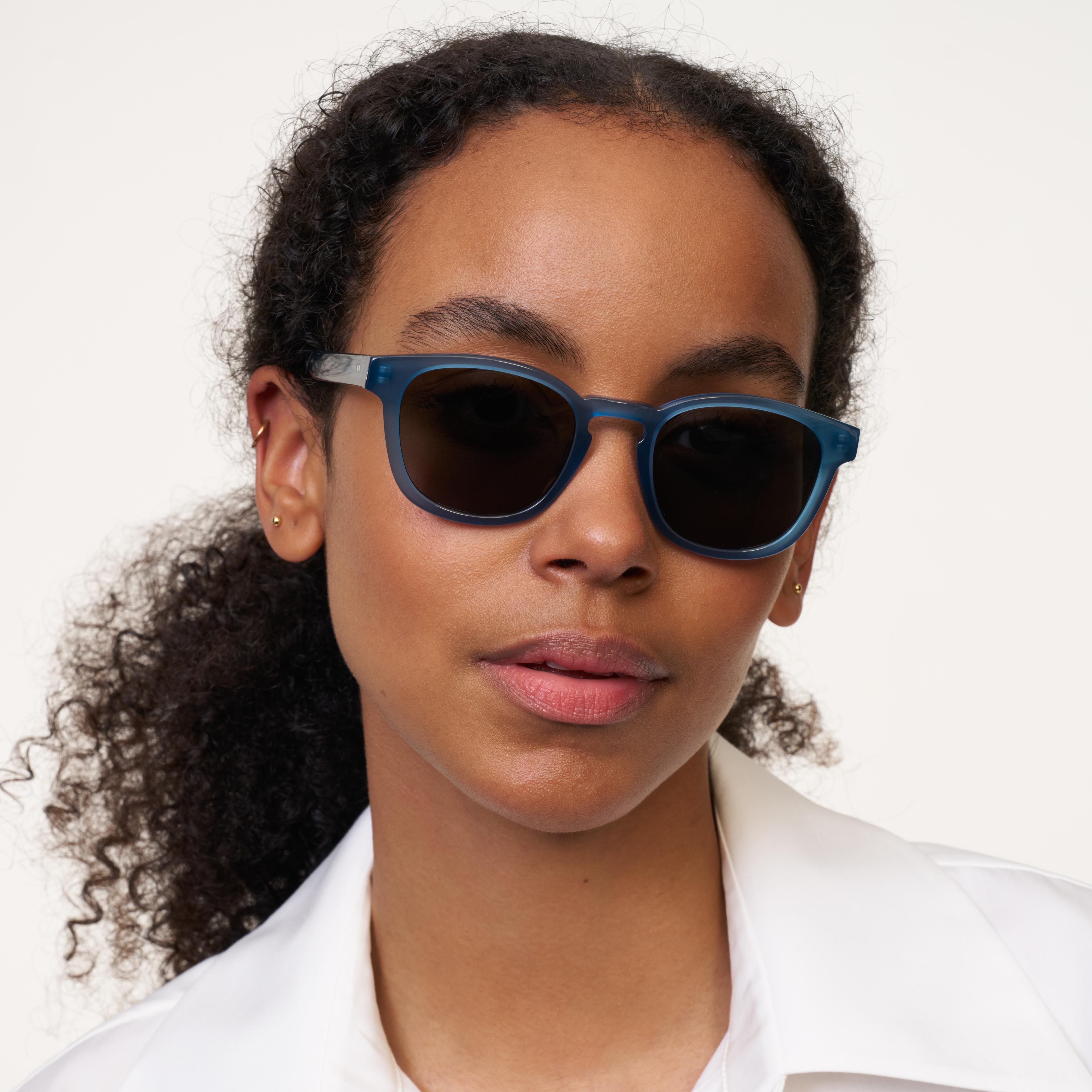 Ace & Tate Zonnebrillen | Vierkant Acetaat in Blauw