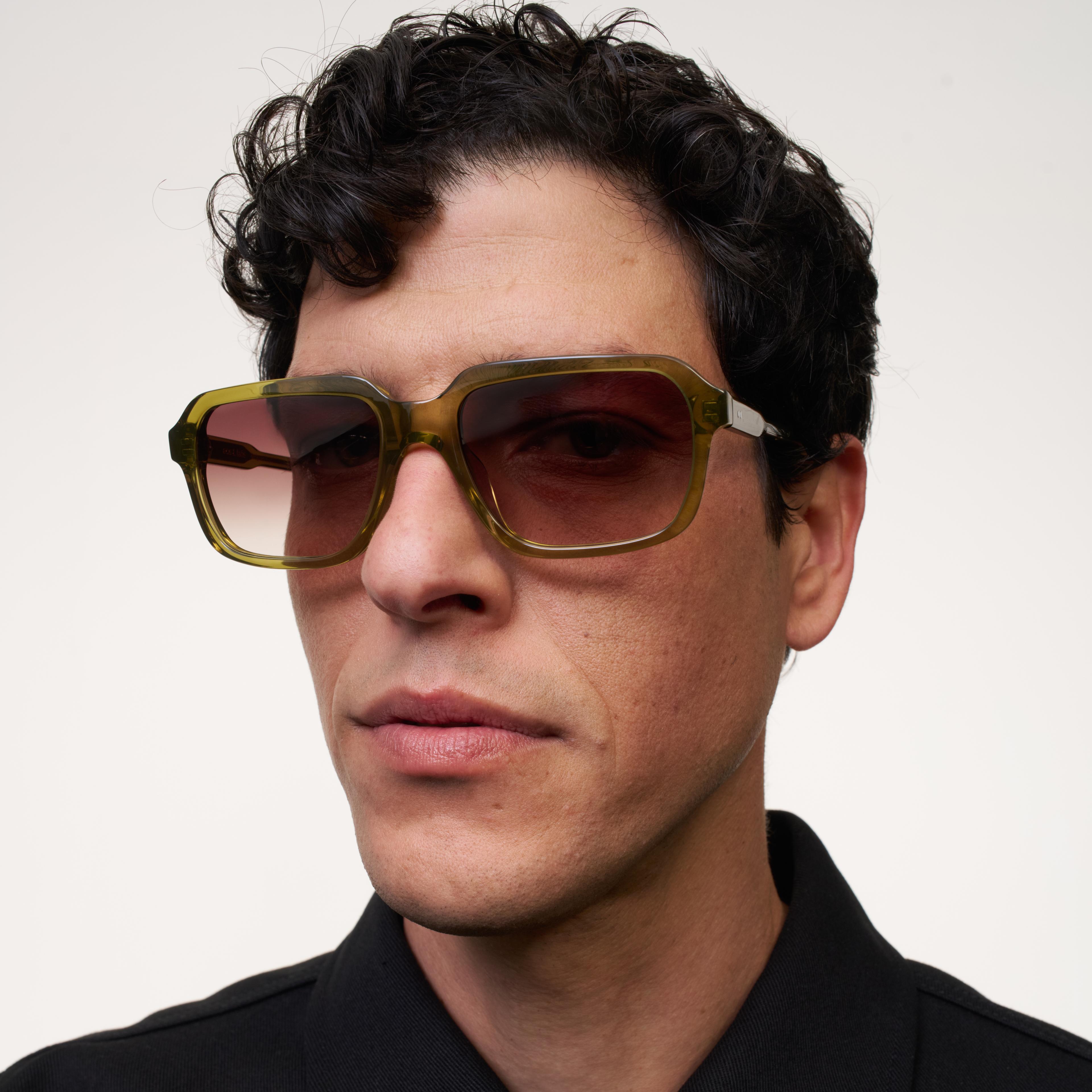 Ace & Tate Solaires | Carrée Acétate in Beige, Vert, Gris