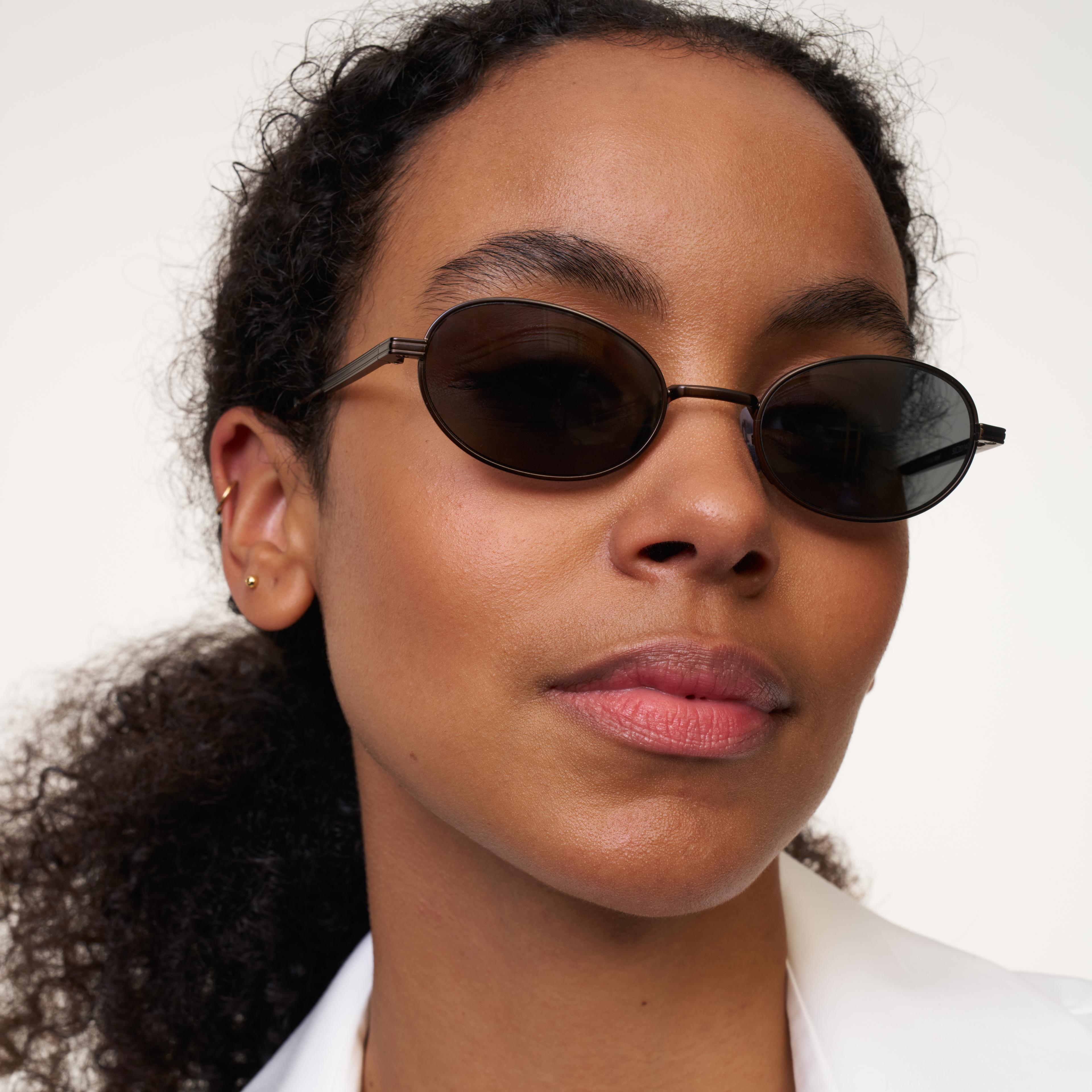 Ace & Tate Sunglasses | Oval Metal in Brown