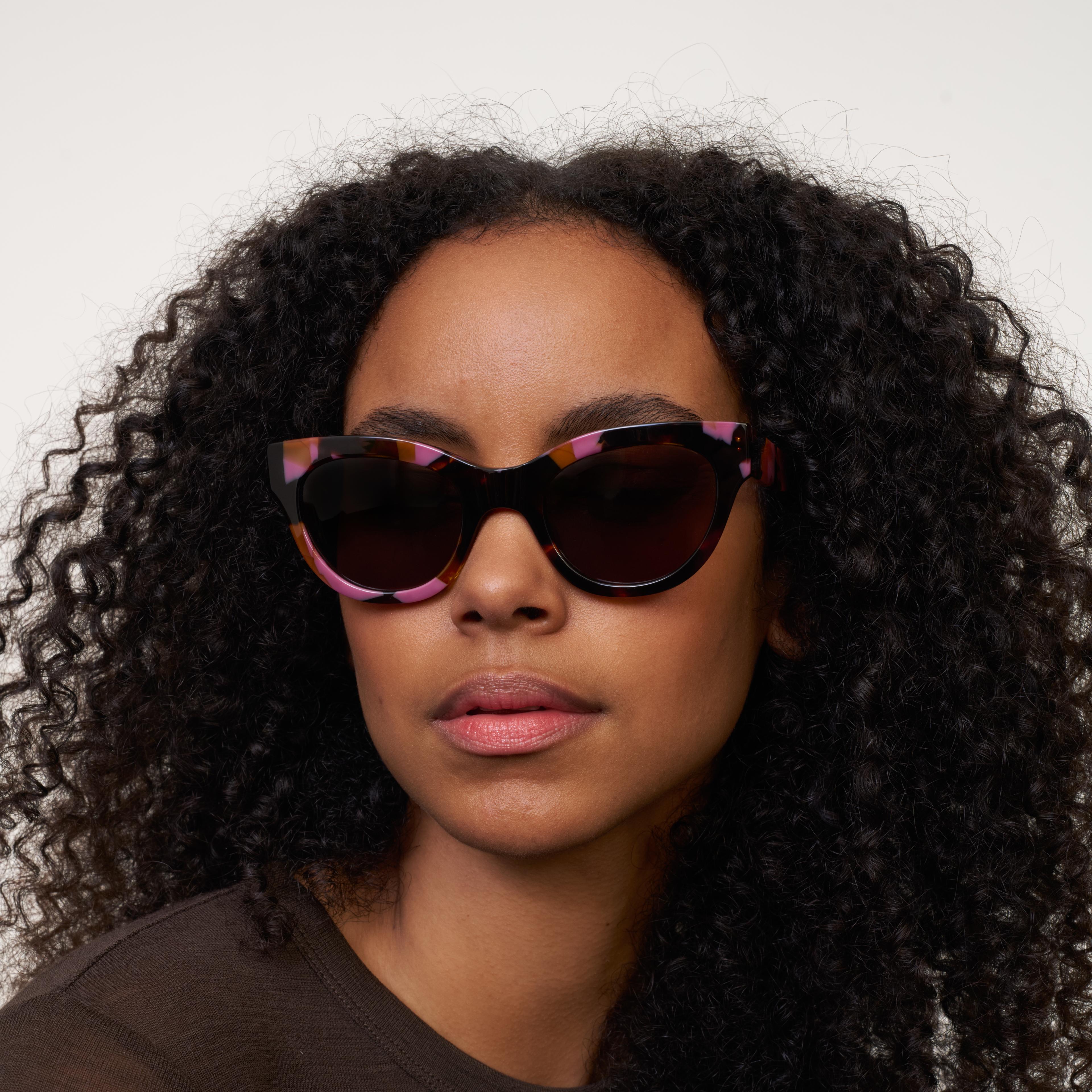 Ace & Tate Sunglasses | Round Acetate in Brown, Purple