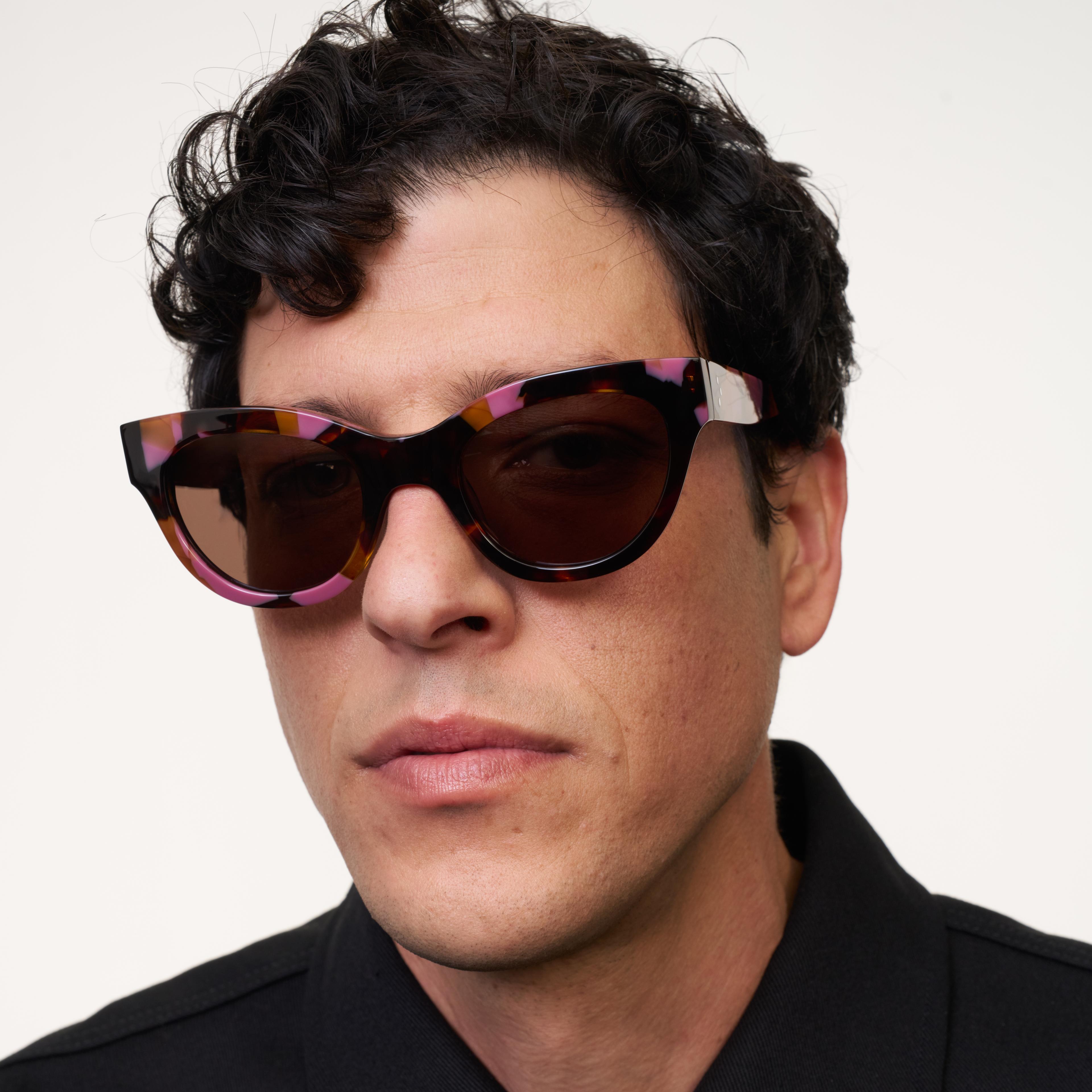 Ace & Tate Sunglasses | Round Acetate in Brown, Purple