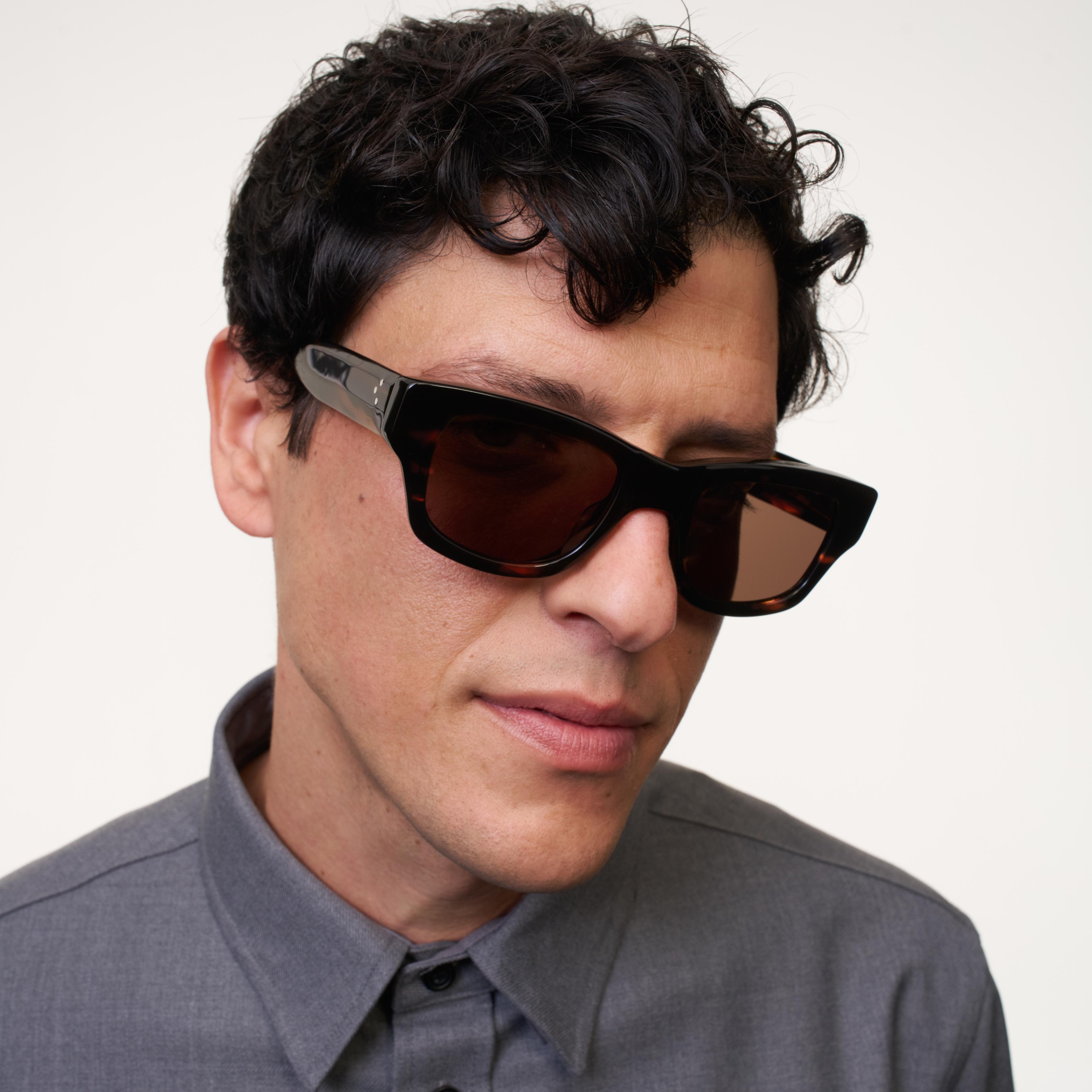 Ace & Tate Sunglasses | Rectangle Acetate in Brown, Orange