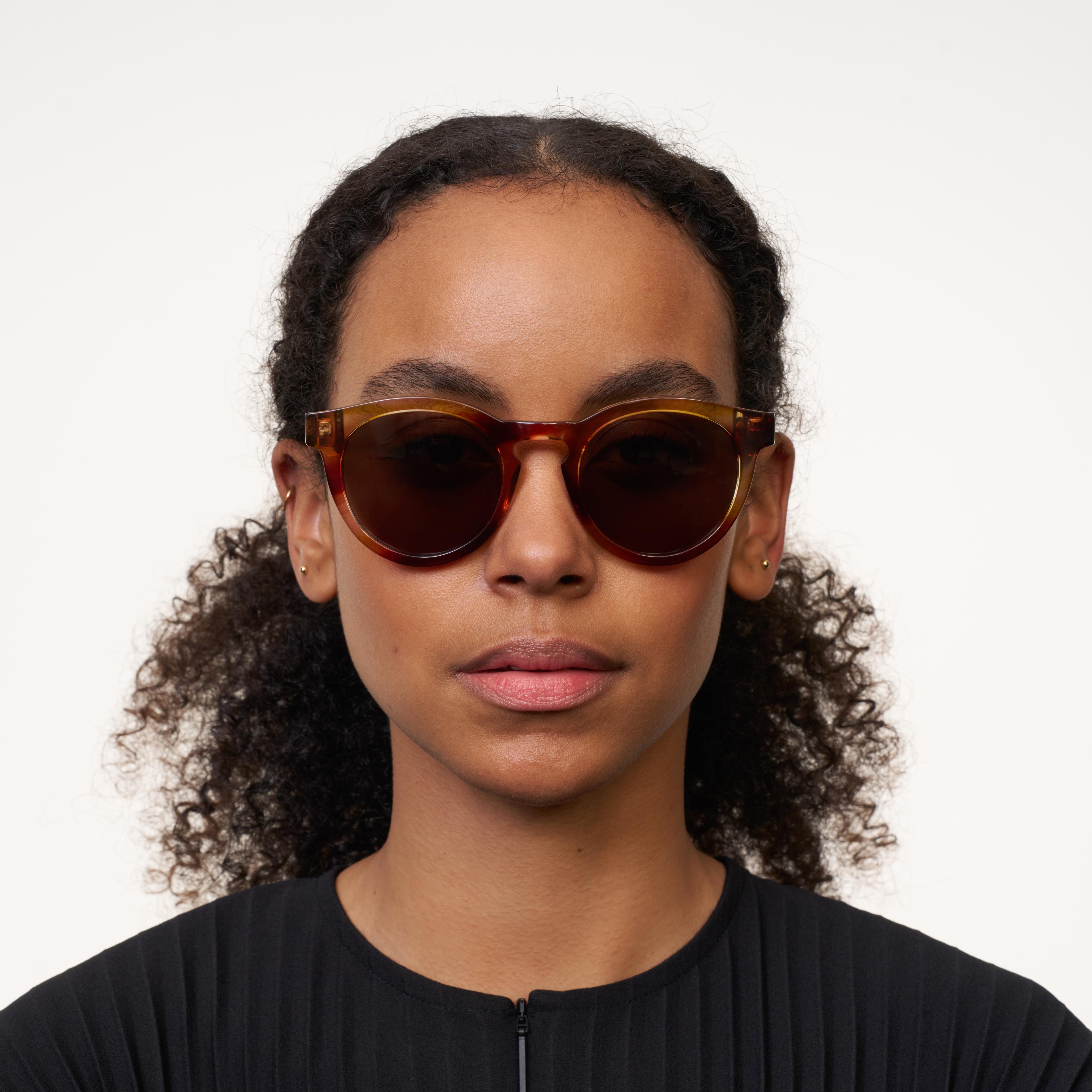 Ace & Tate Sunglasses | Round Acetate in Brown, Red