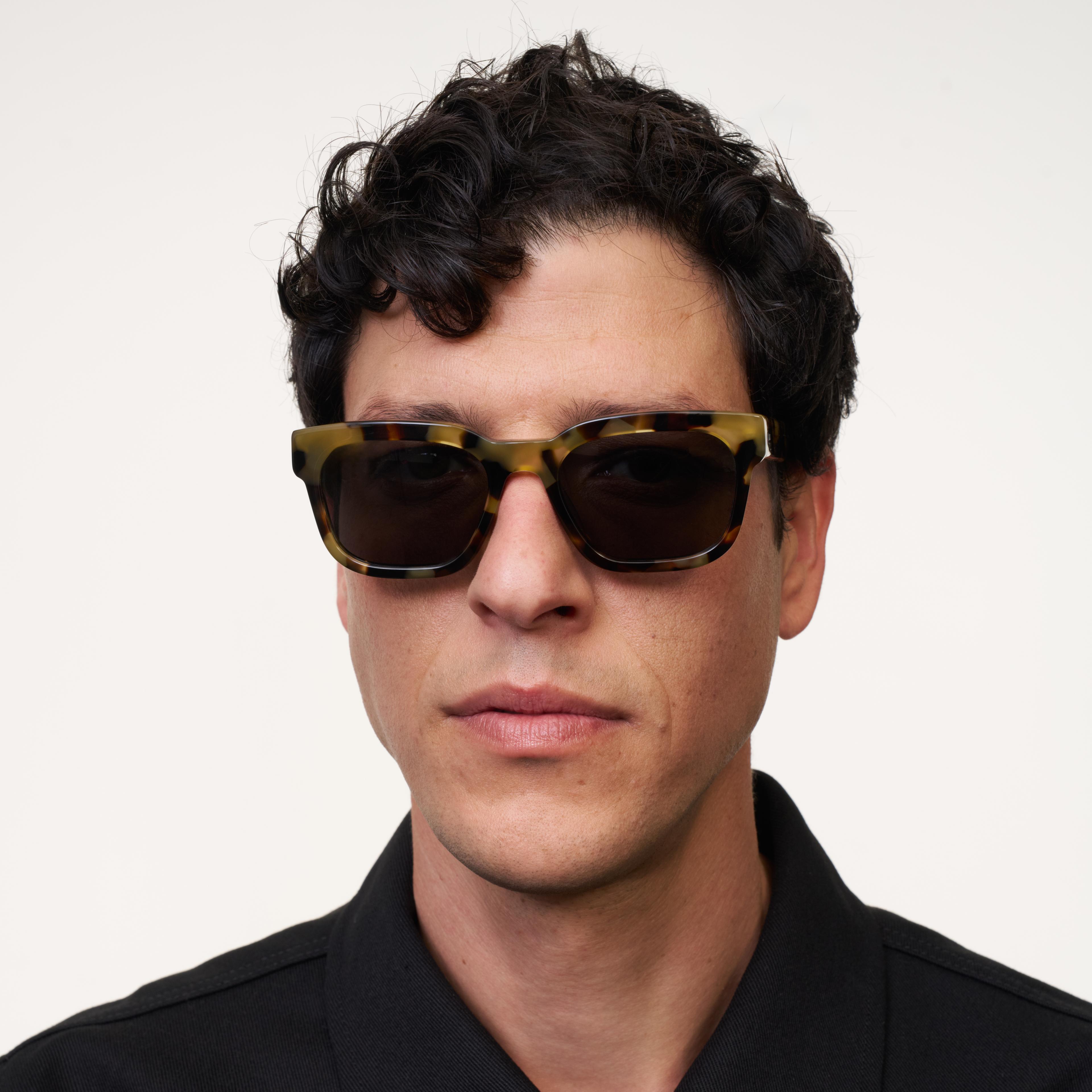 Ace & Tate Sunglasses | Rectangle Acetate in Brown, Yellow