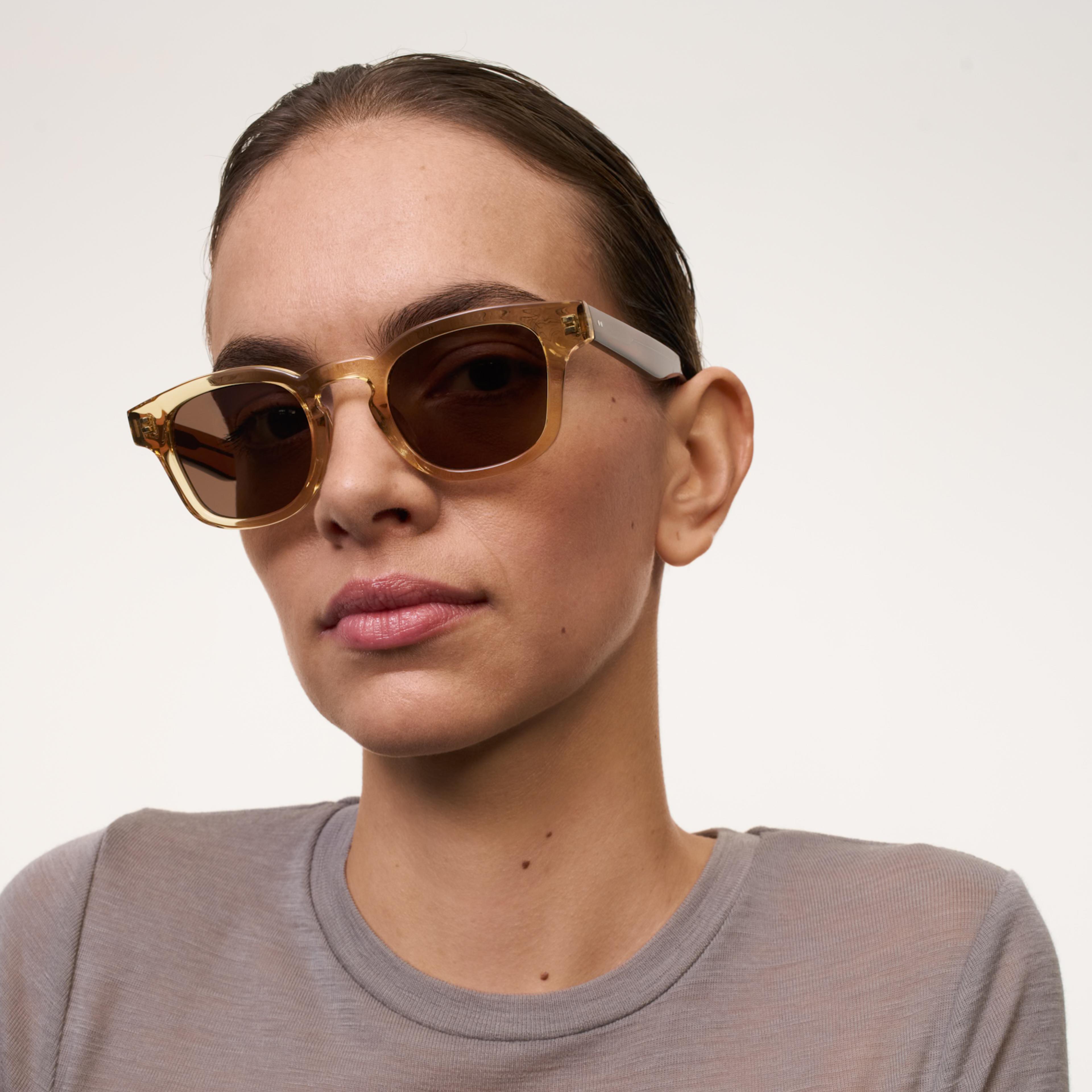 Ace & Tate Sunglasses | Round Acetate in Brown, Orange, Yellow