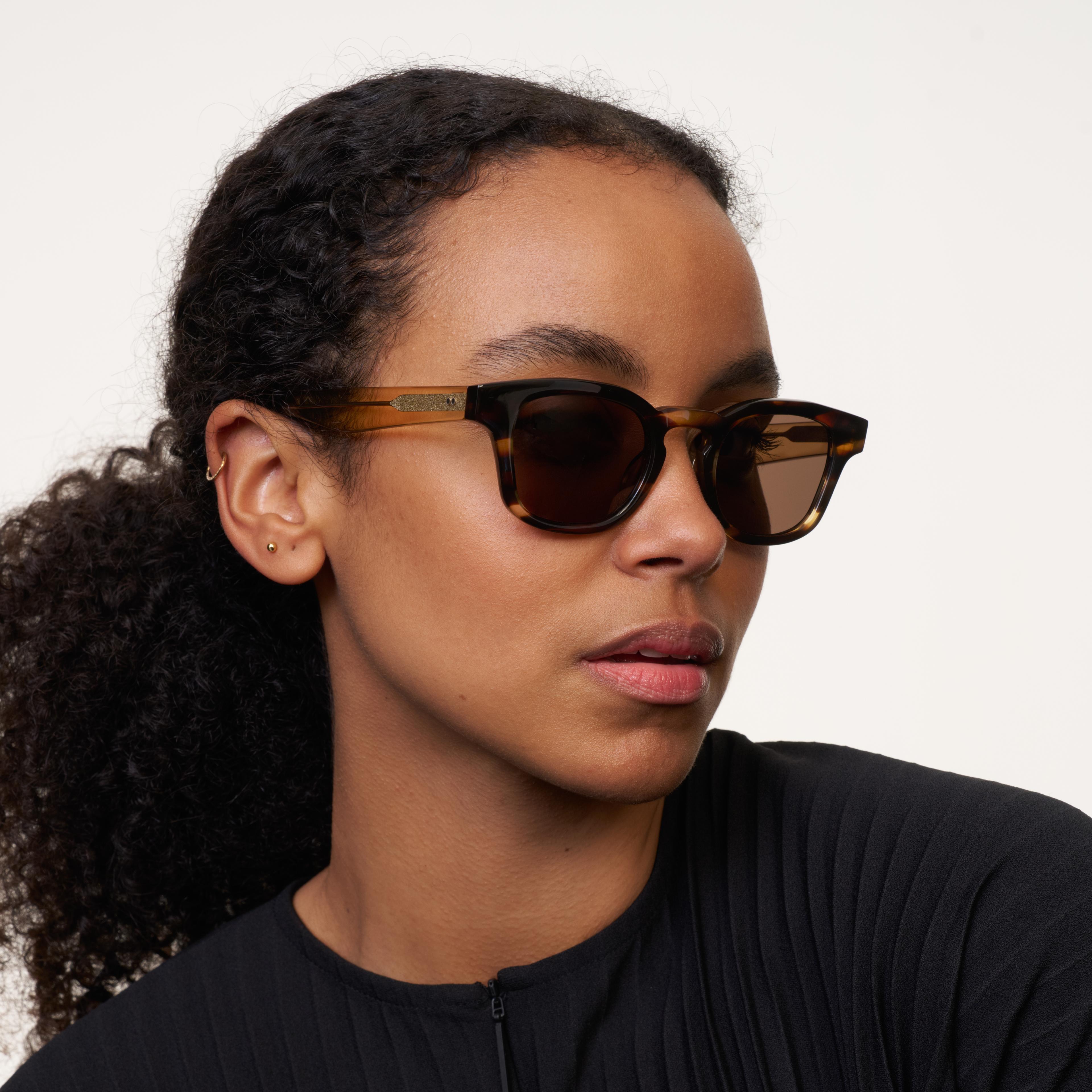 Ace & Tate Sunglasses | Round Acetate in Brown, Orange, Yellow
