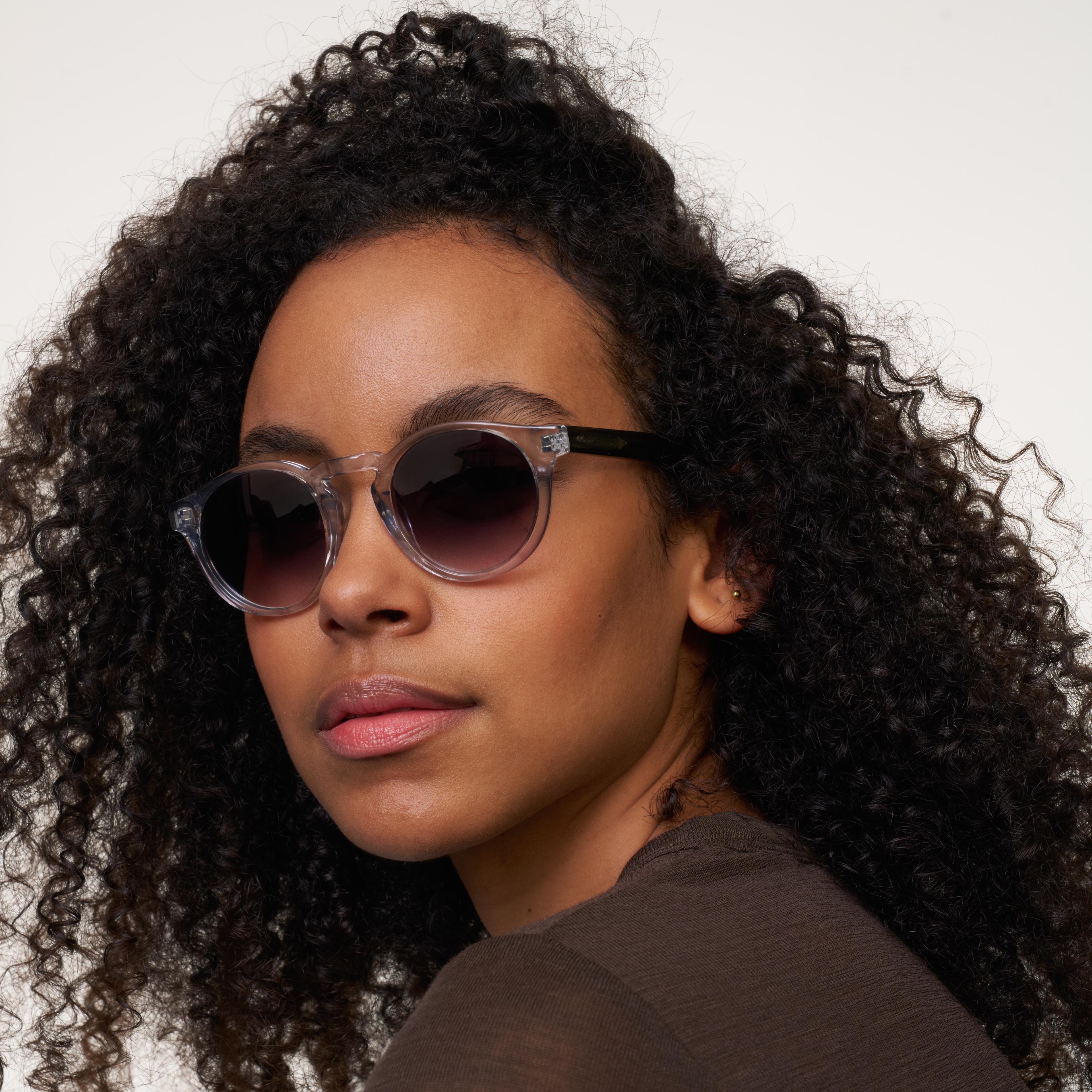Ace & Tate Sunglasses | Round Acetate in Clear, Green, Grey