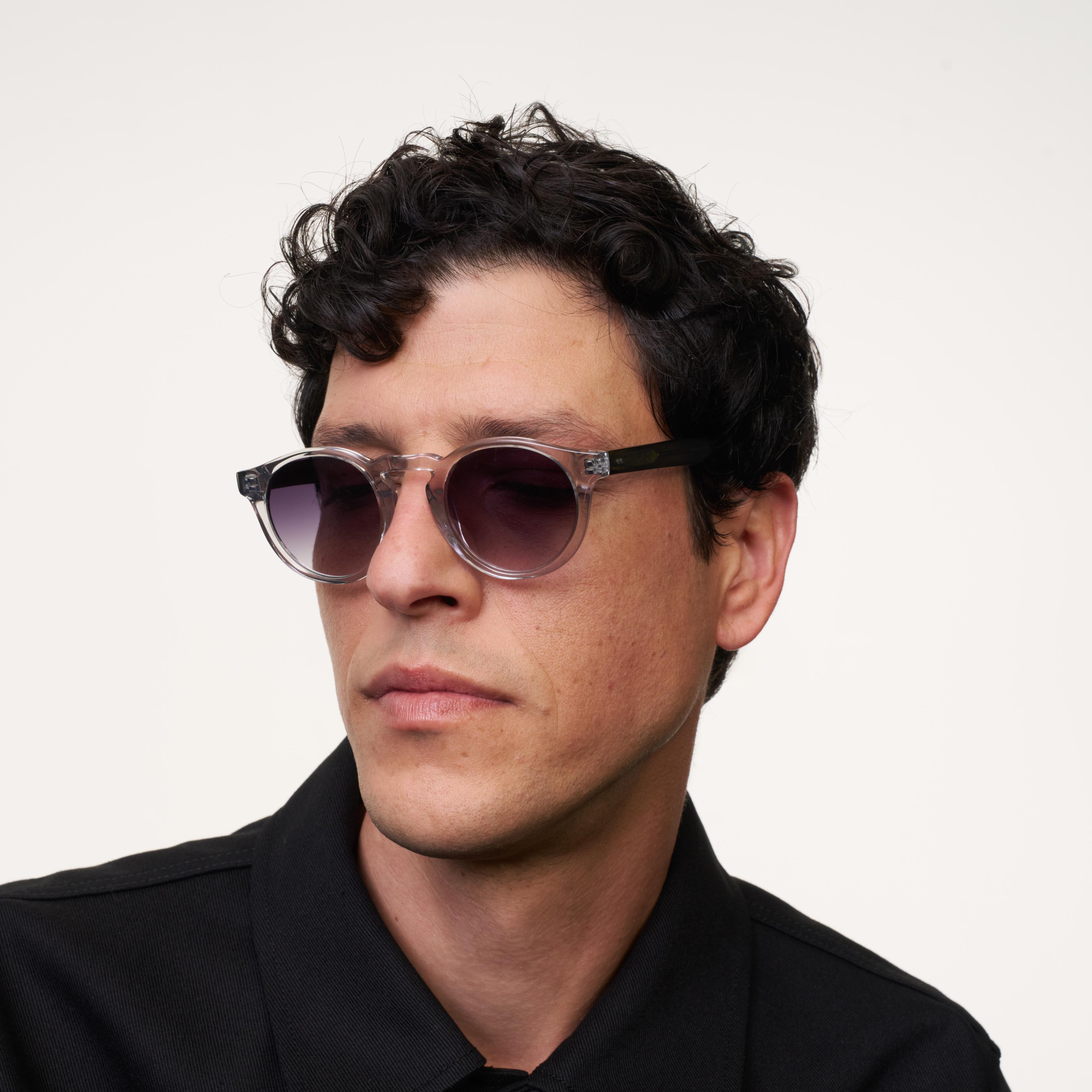 Ace & Tate Sunglasses | Round Acetate in Clear, Green, Grey