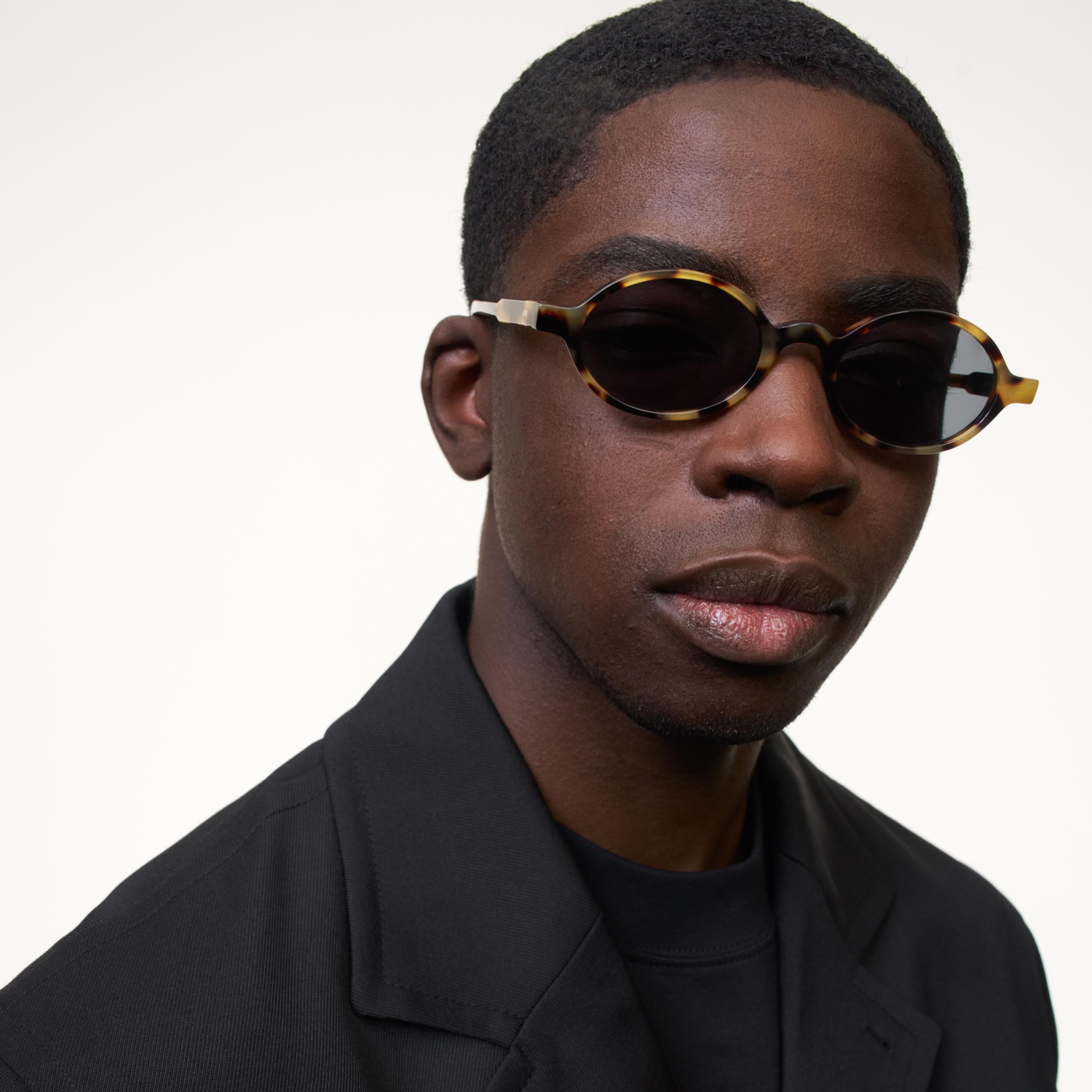 Ace & Tate Sunglasses | Round Acetate in Brown, Yellow