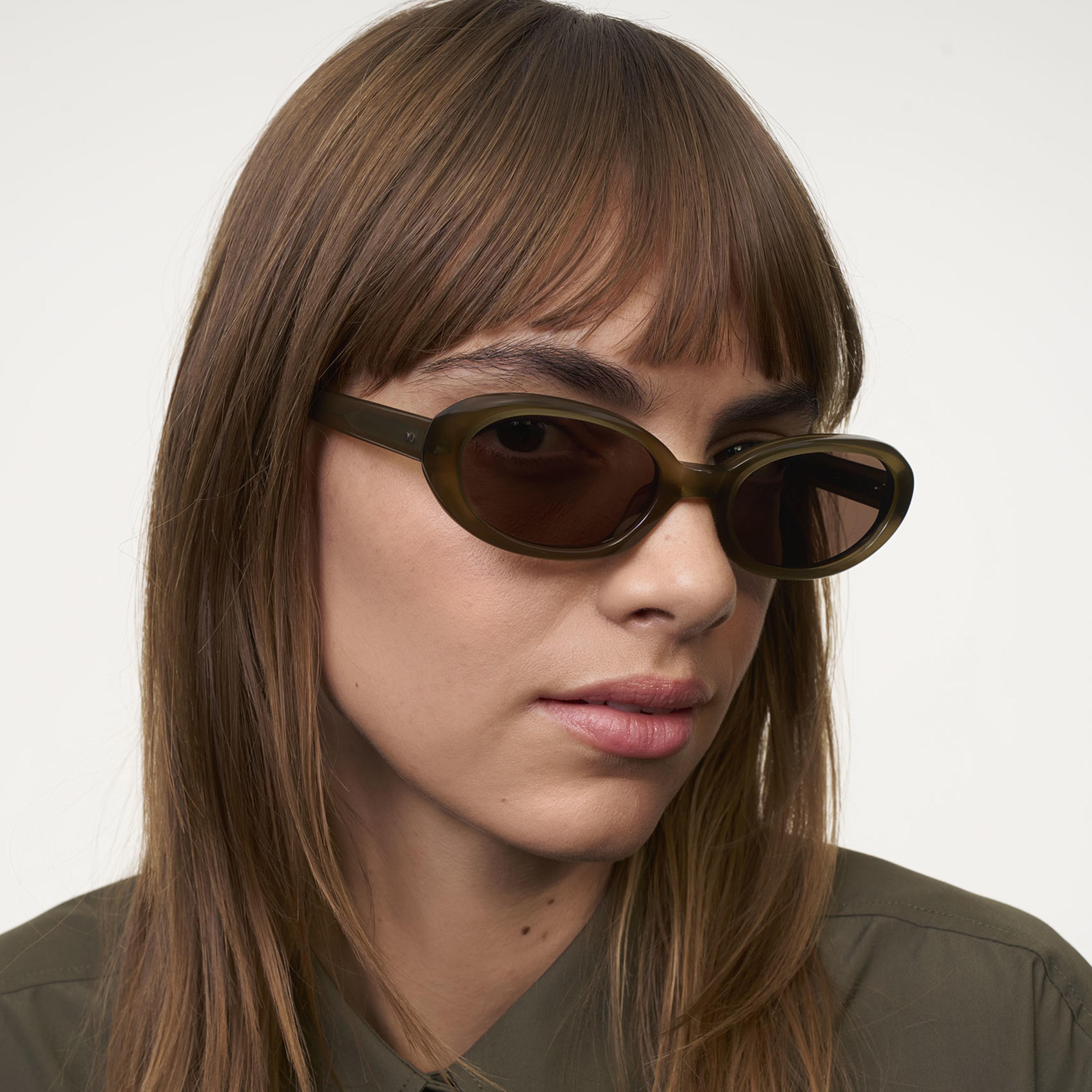 Ace & Tate Sunglasses | Oval Acetate in Green