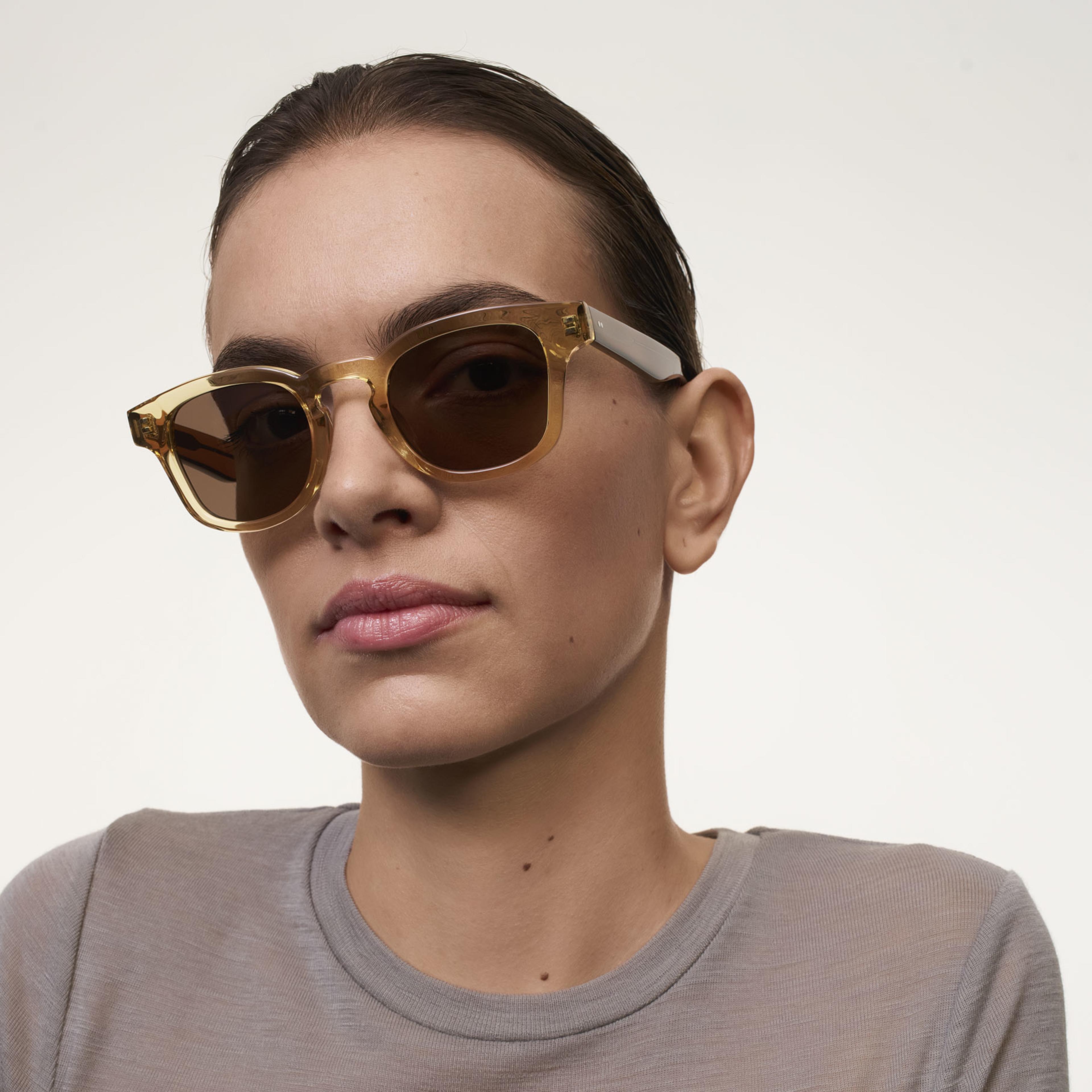 Ace & Tate Sunglasses | Round Acetate in Brown, Orange, Yellow
