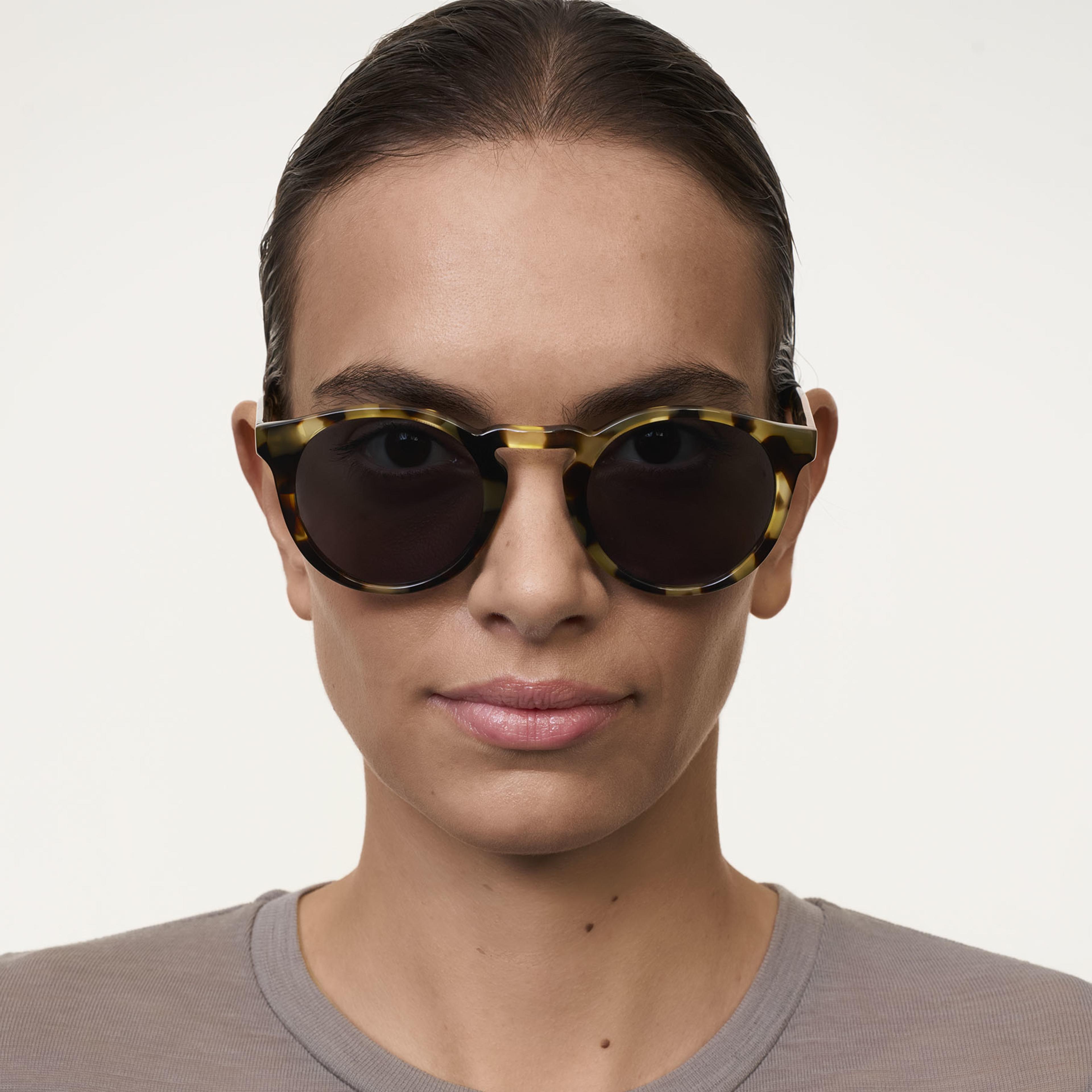 Ace & Tate Sunglasses | Round Acetate in Brown, Yellow