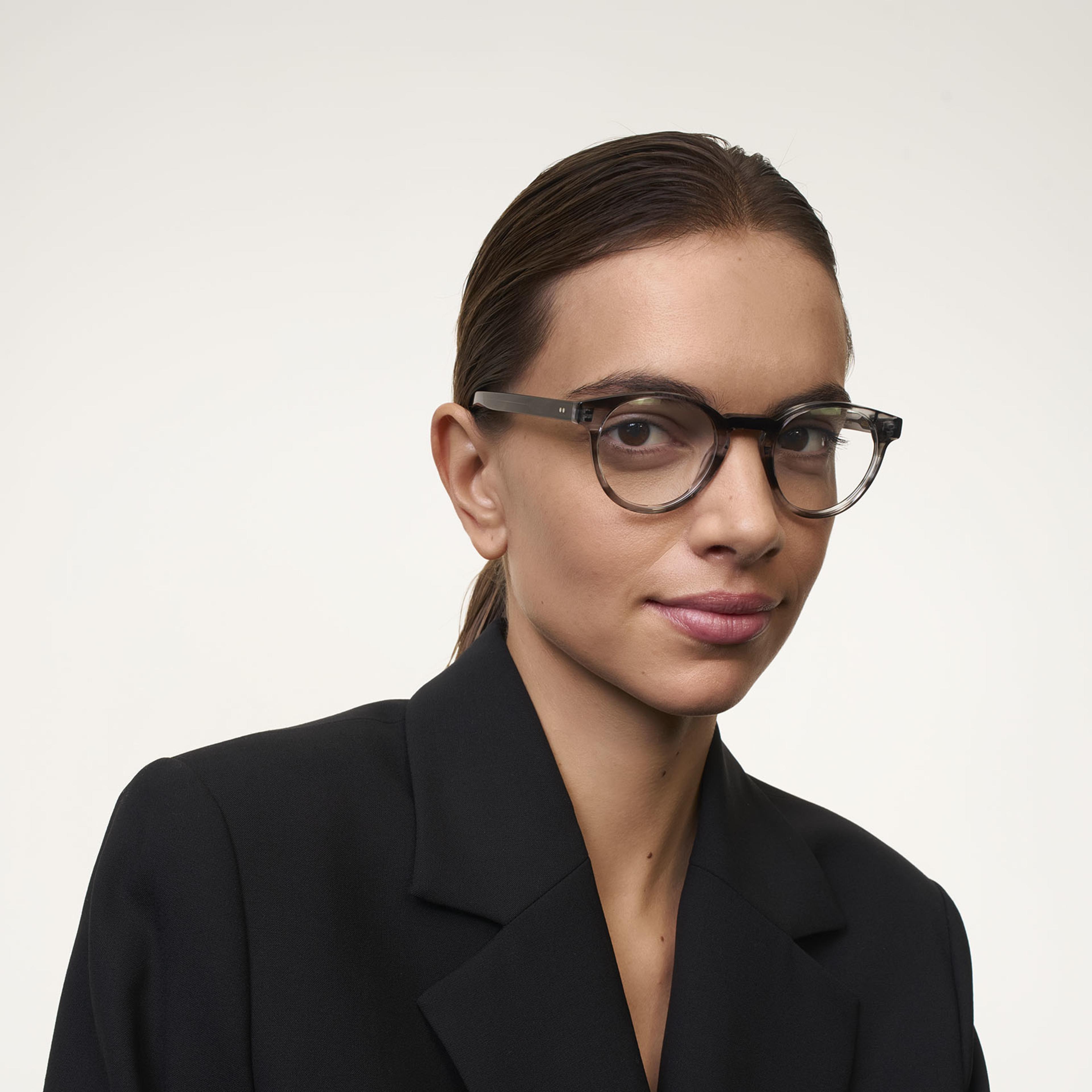 Ace & Tate Glasses | Round Acetate in Clear, Grey