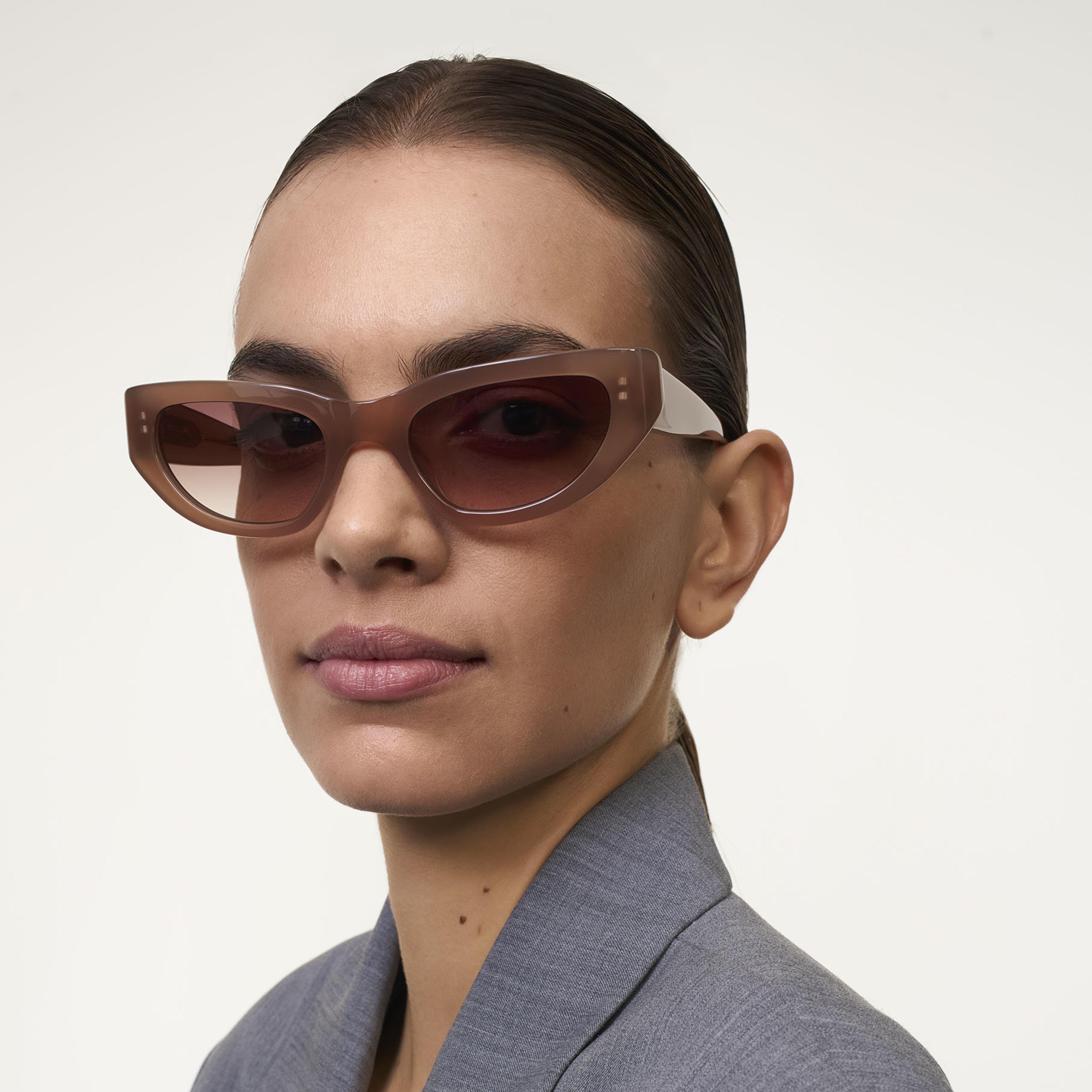 Ace & Tate Sunglasses | Hexagonal Acetate in Beige, Brown
