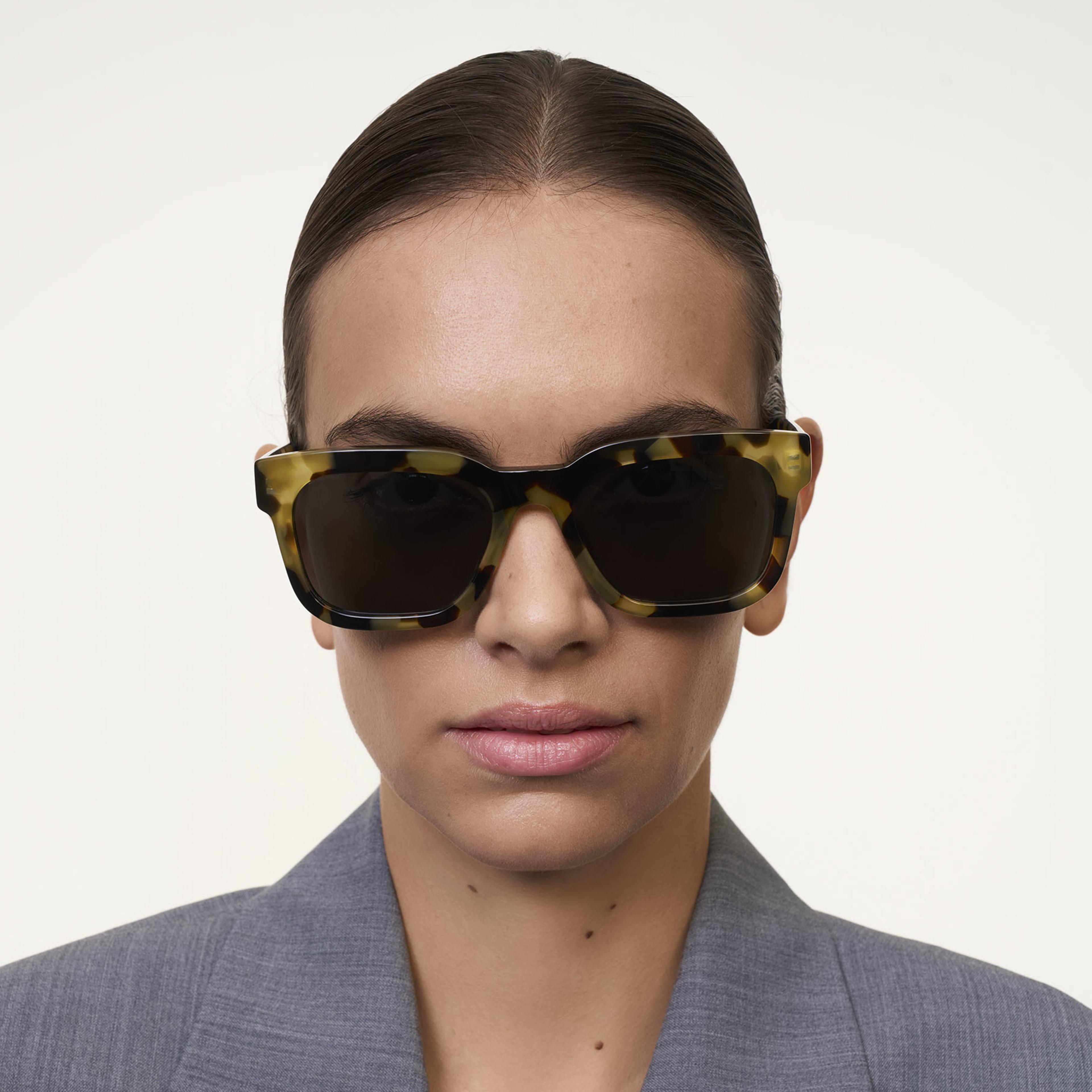 Ace & Tate Sunglasses | Rectangle Acetate in Brown, Yellow
