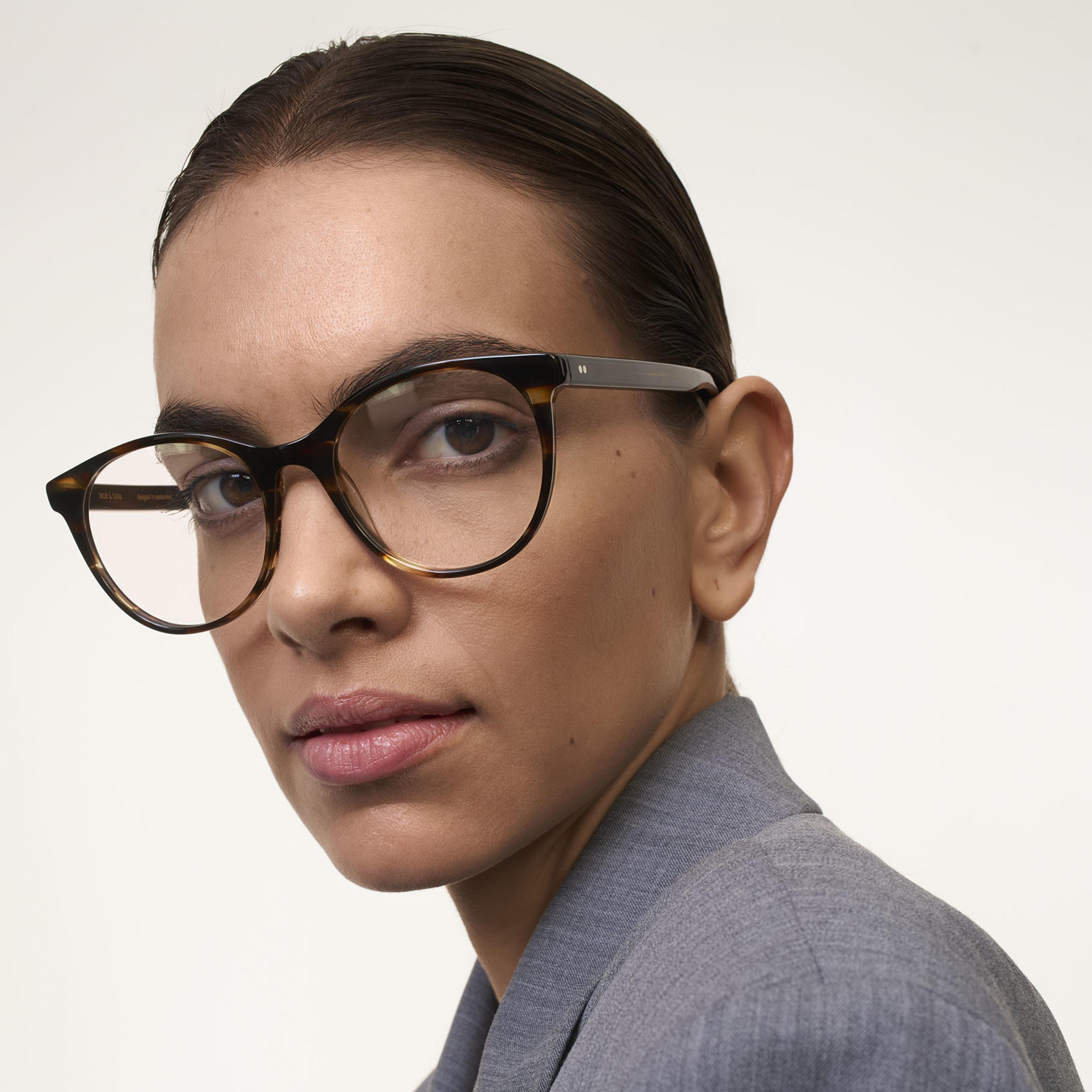 Ace & Tate Glasses | Round Acetate in Brown, Orange