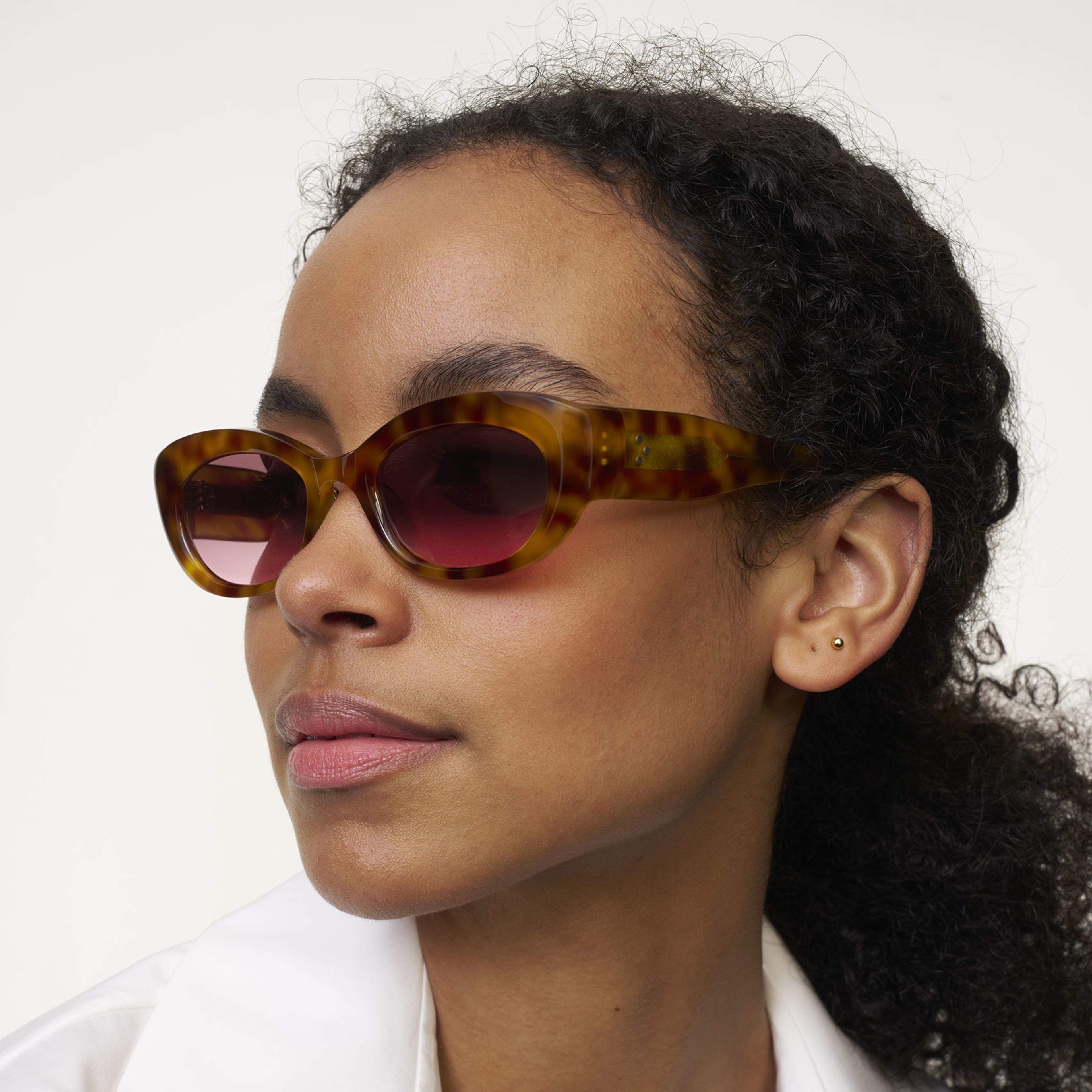 Ace & Tate Sonnenbrillen | Rund Acetat in Beige, Braun, Gelb