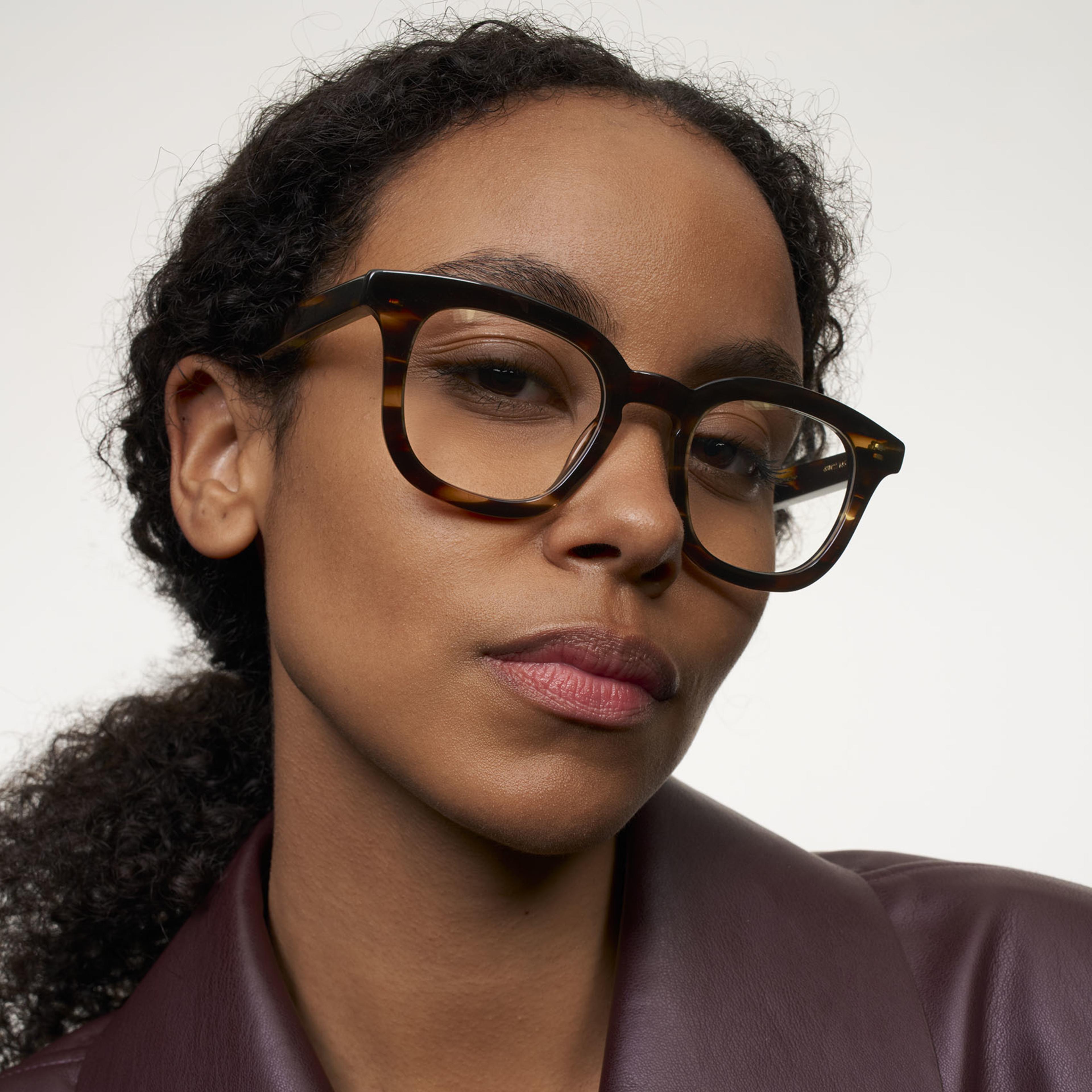 Ace & Tate Glasses | Square Acetate in Brown, Orange