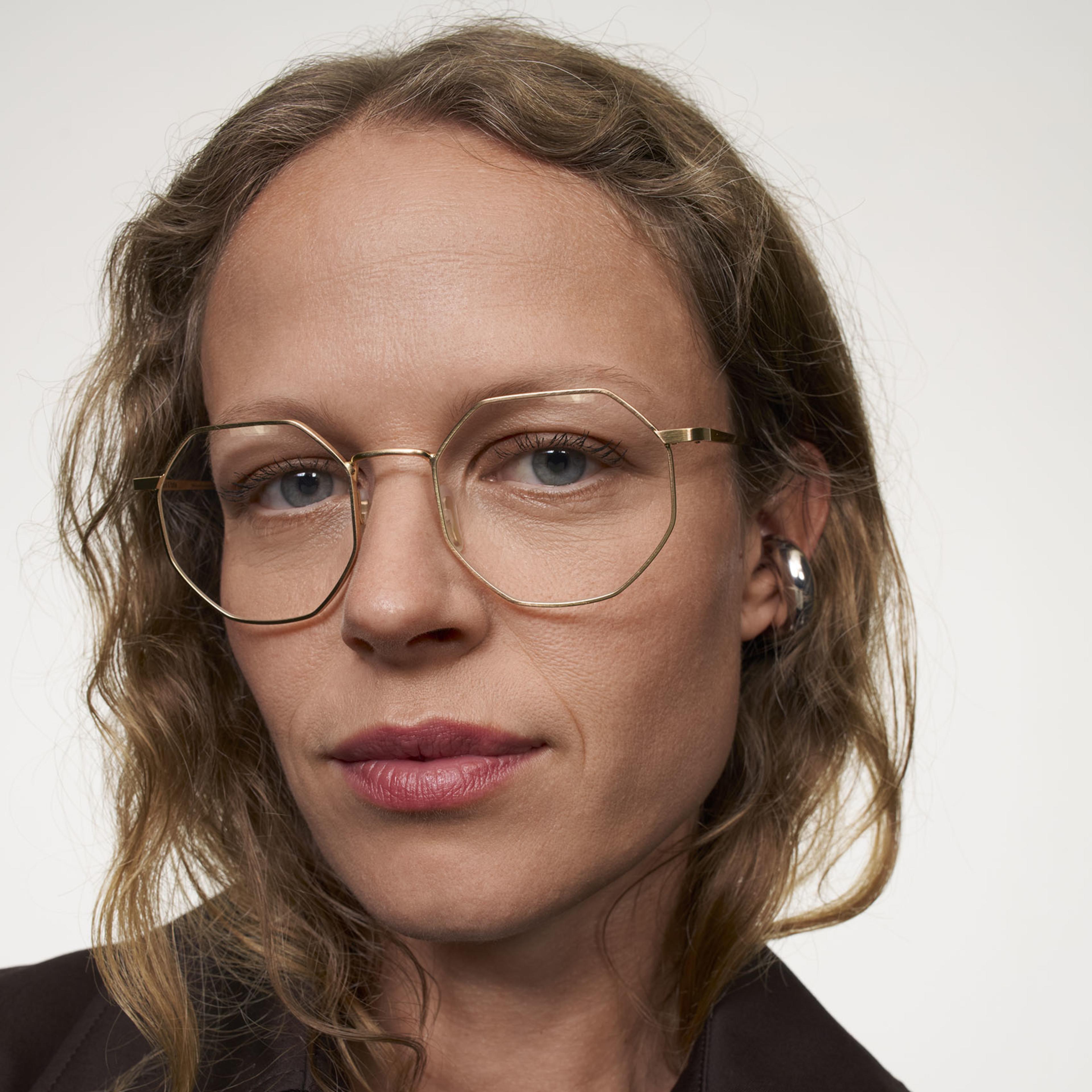 Ace & Tate Glasses | Hexagonal Metal in Gold