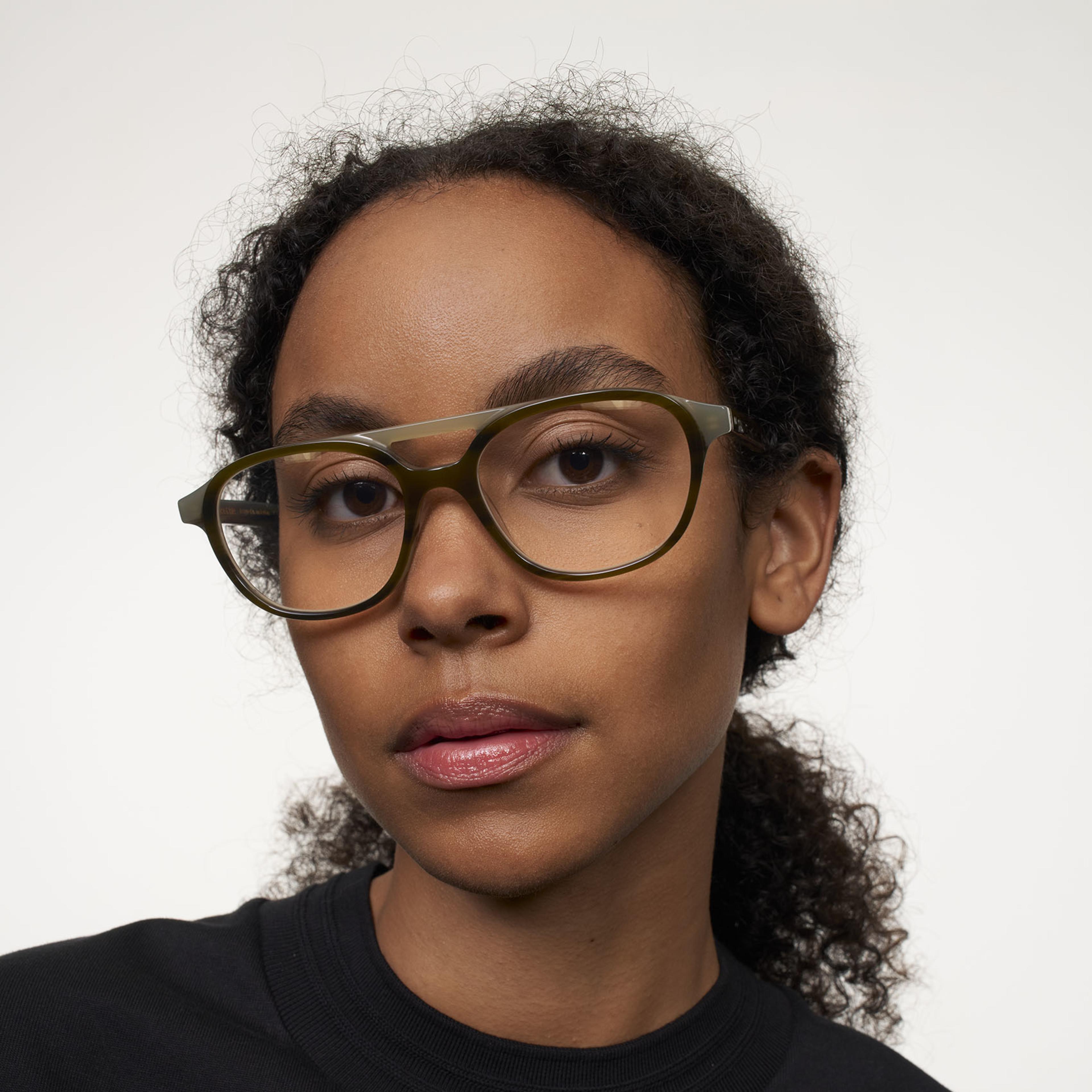 Ace & Tate Glasses | Round Acetate in Green, Grey