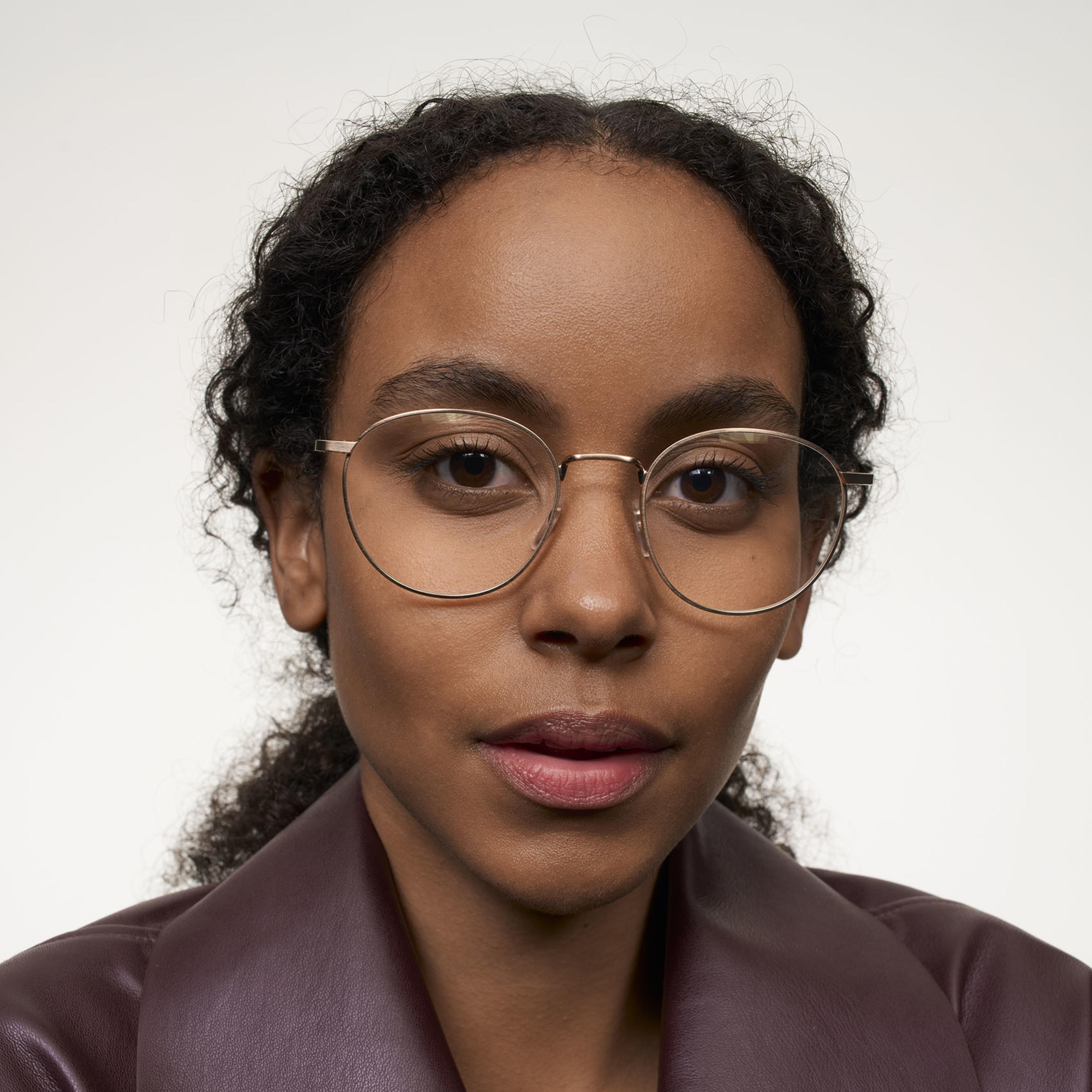 Ace & Tate Glasses | Round Metal in Gold, Pink