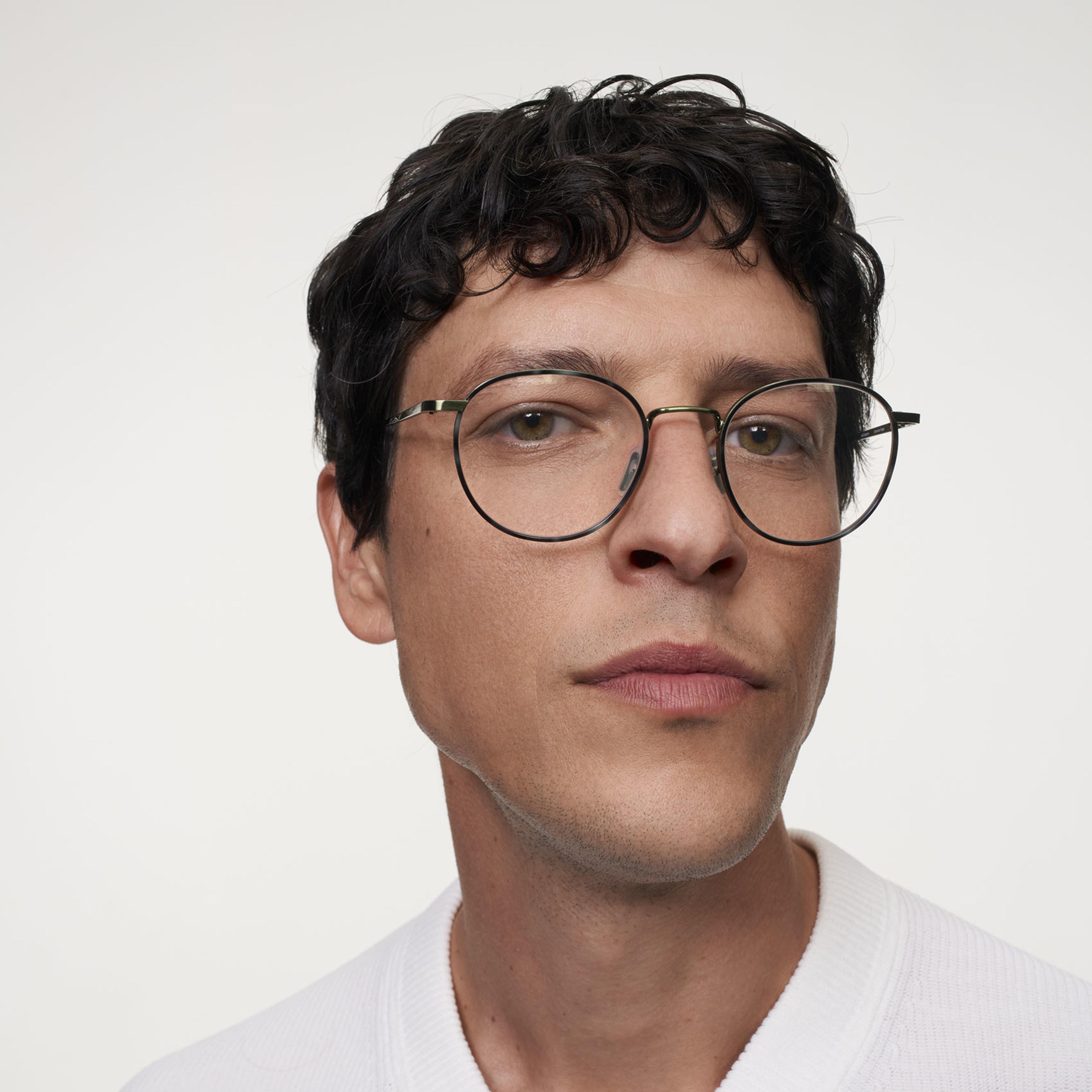 Ace & Tate Glasses | Round Metal in Green, Grey