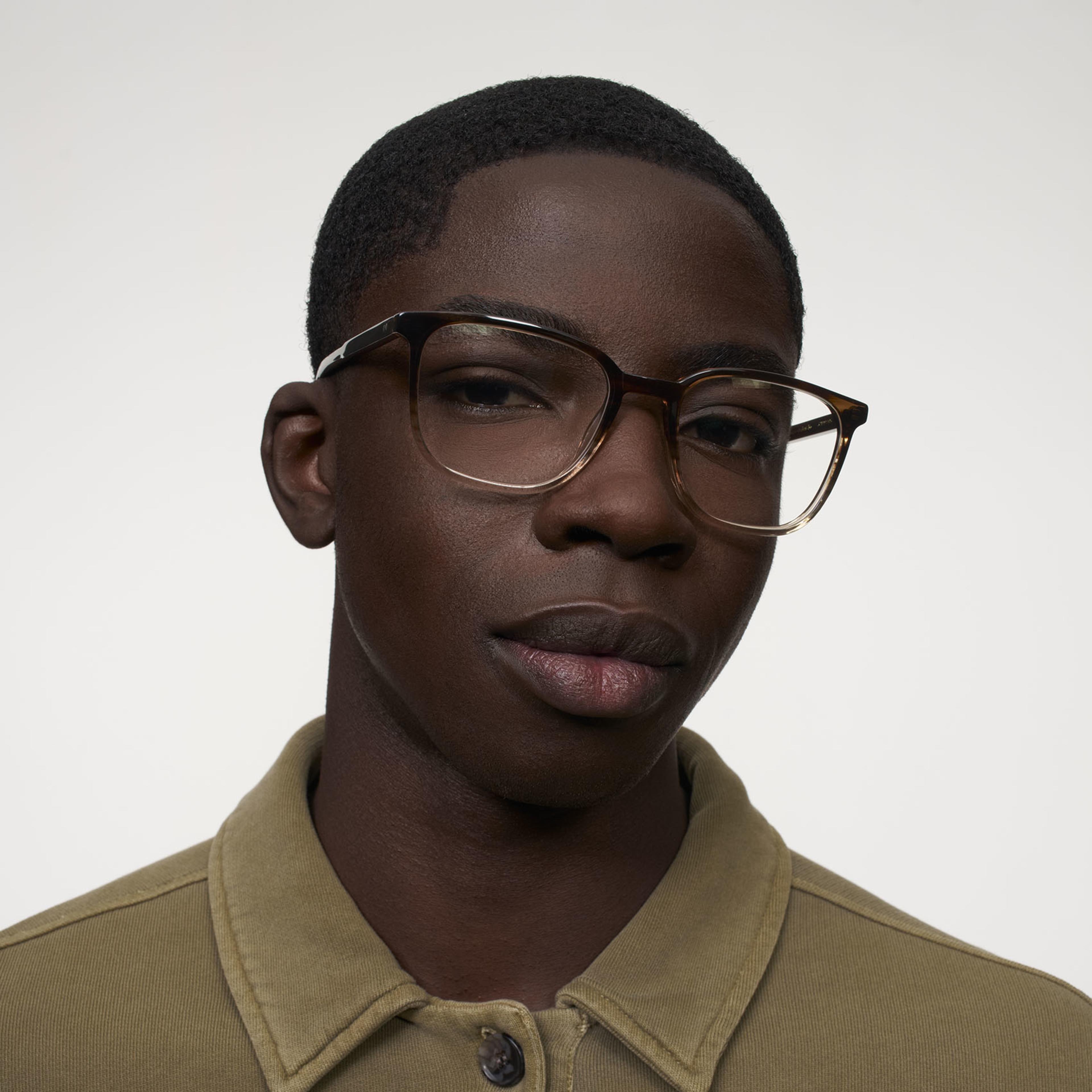 Ace & Tate Glasses | Rectangle Acetate in Brown, Clear