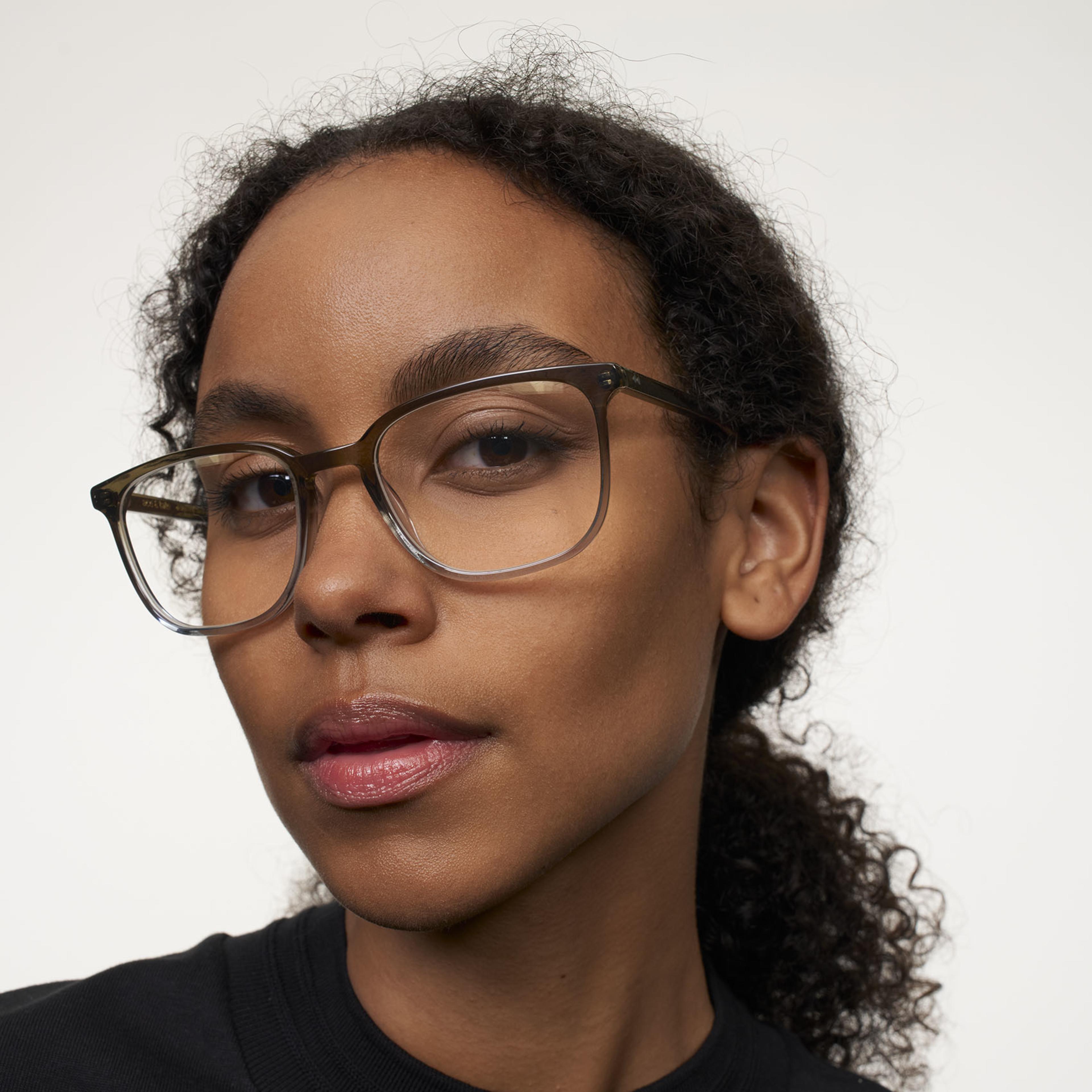 Ace & Tate Glasses | Rectangle Acetate in Blue, Grey
