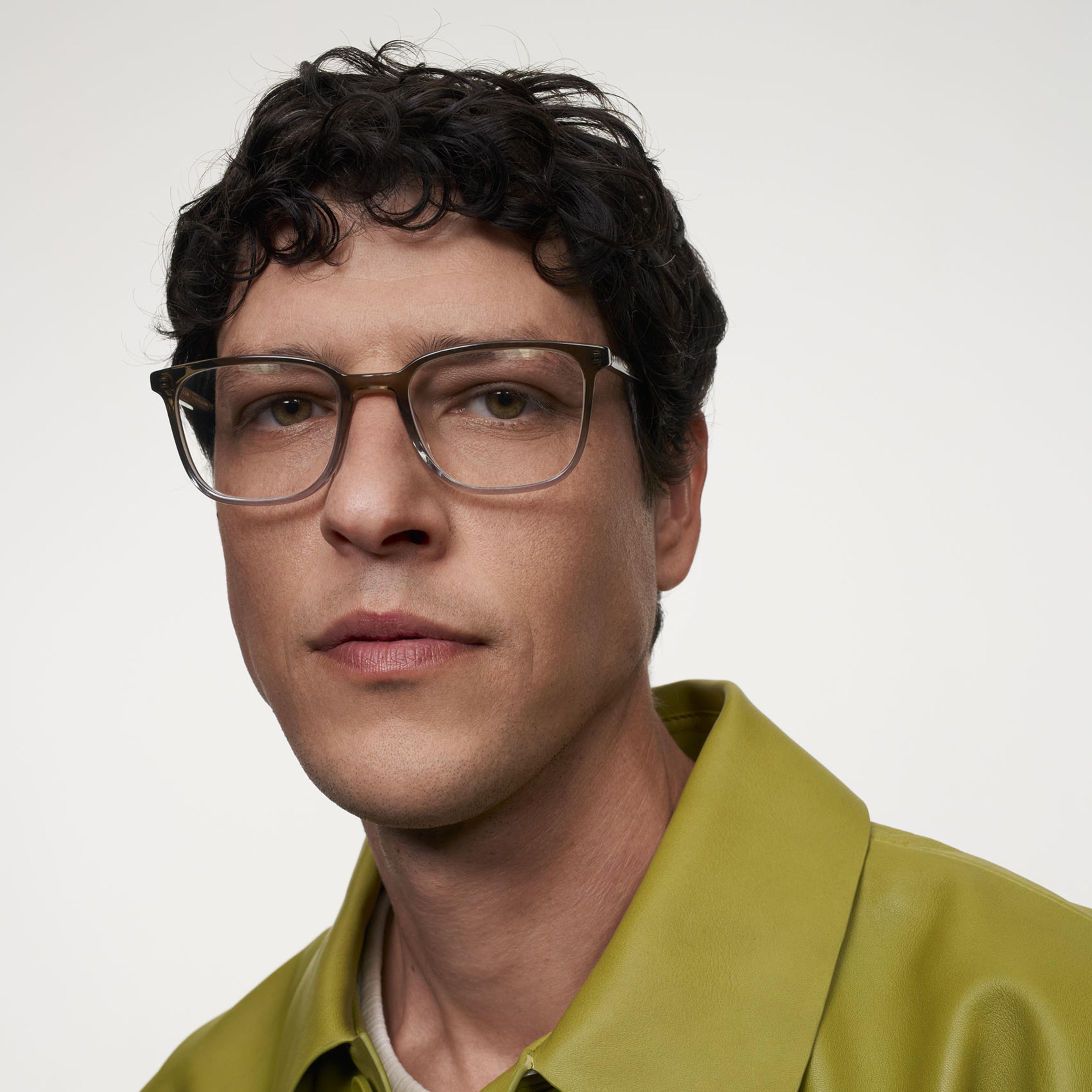 Ace & Tate Glasses | Rectangle Acetate in Blue, Grey