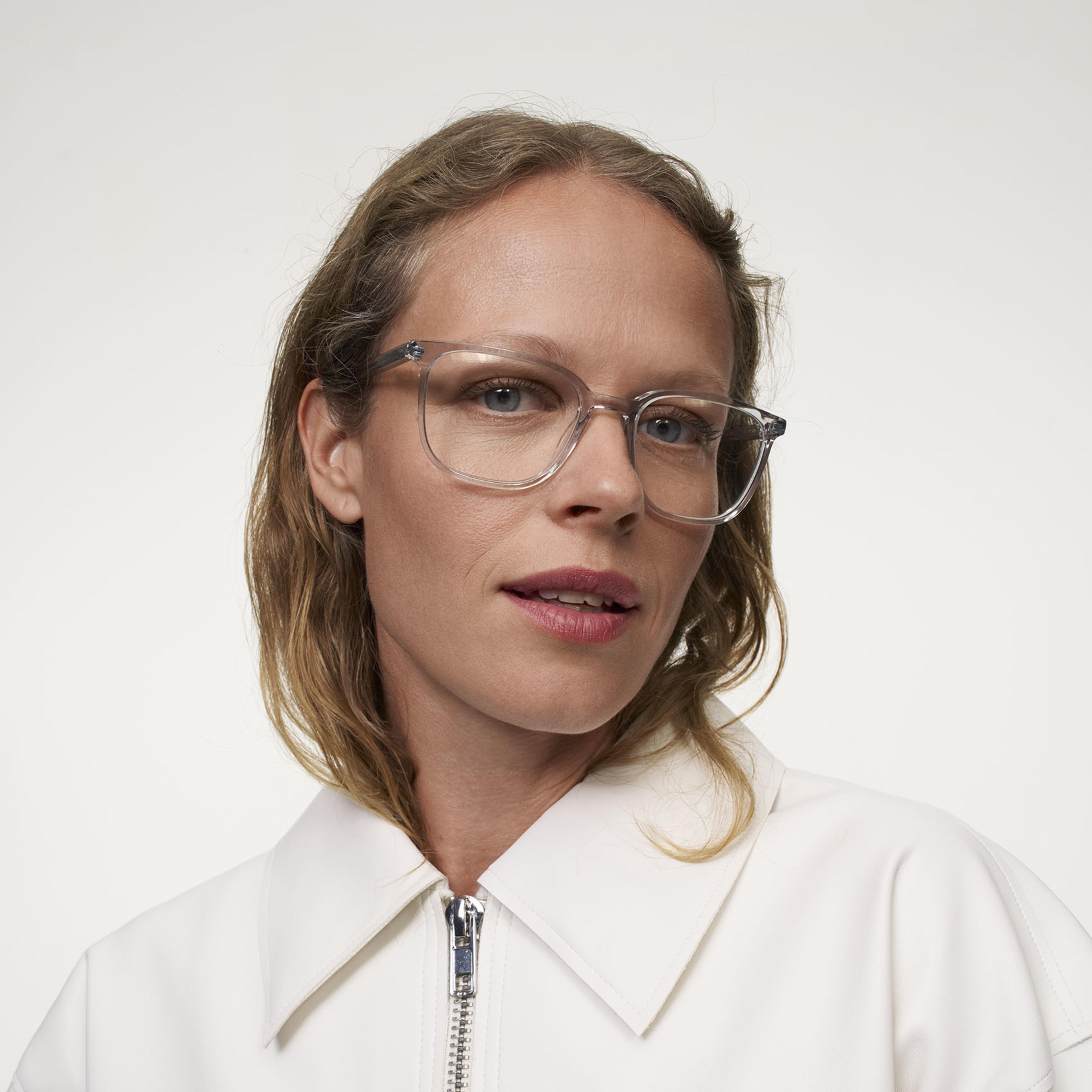 Ace & Tate Glasses | Rectangle Acetate in Clear, Grey