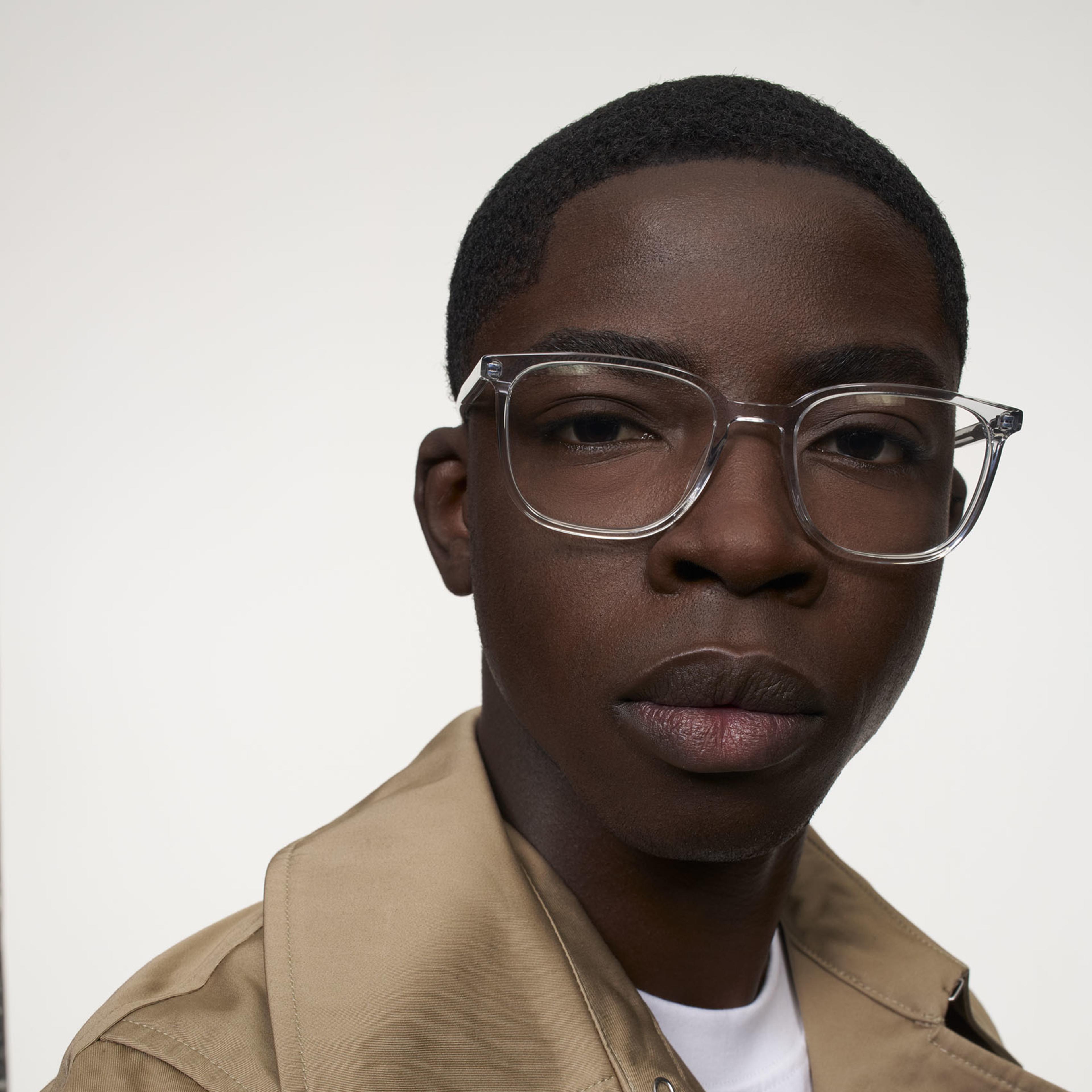 Ace & Tate Glasses | Rectangle Acetate in Clear, Grey