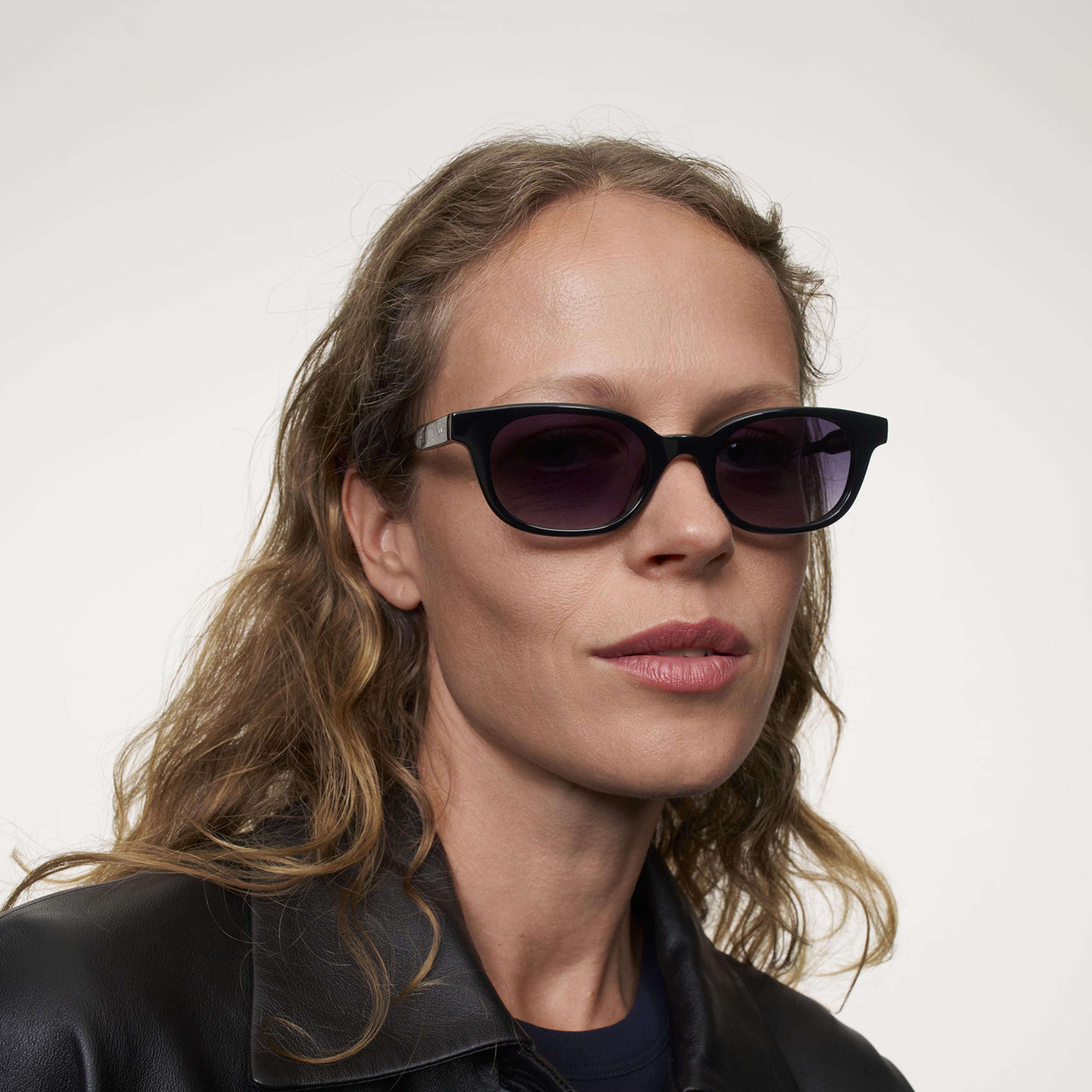 Ace & Tate Zonnebrillen | Rond Acetaat in Zwart