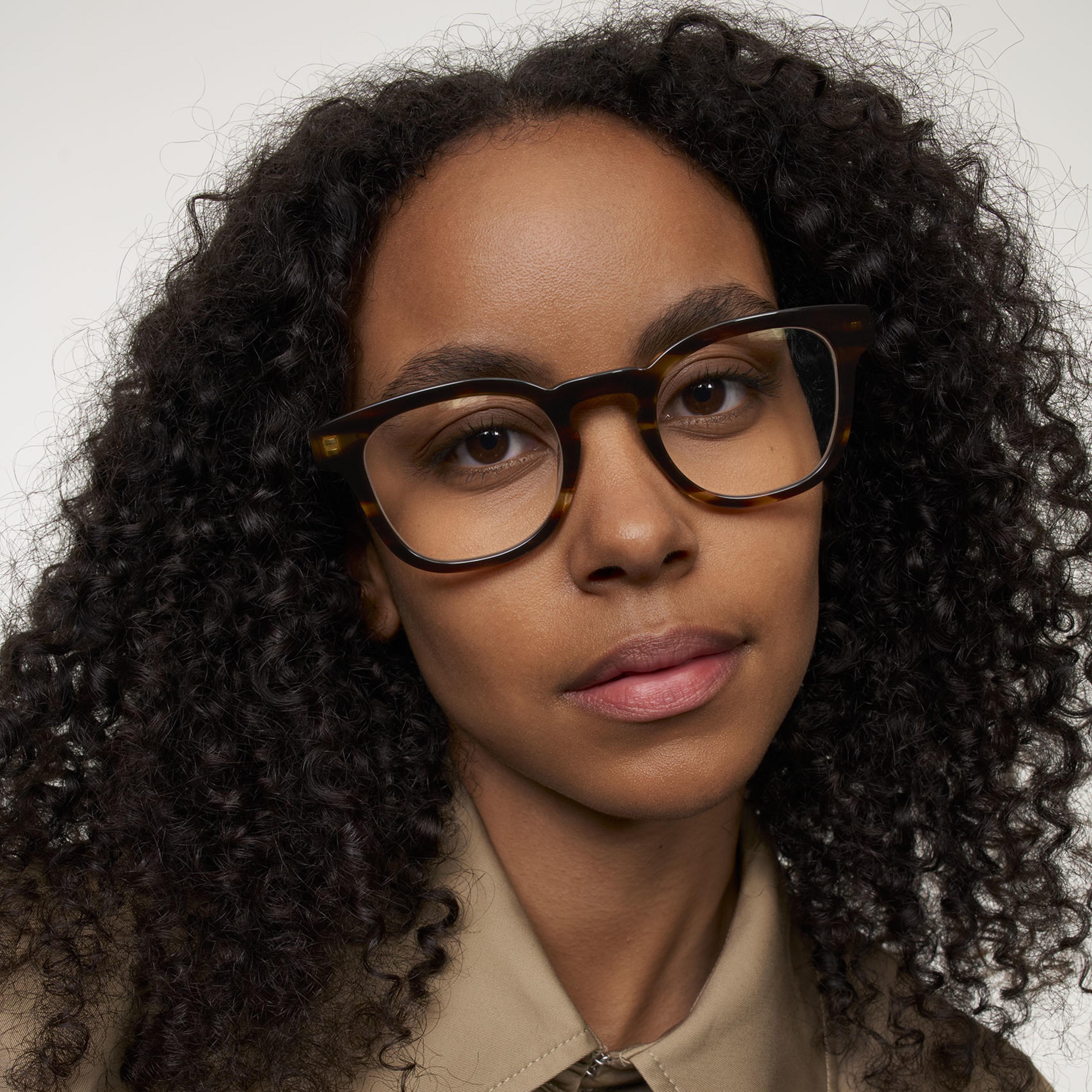 Ace & Tate Glasses | Round Acetate in Brown, Orange