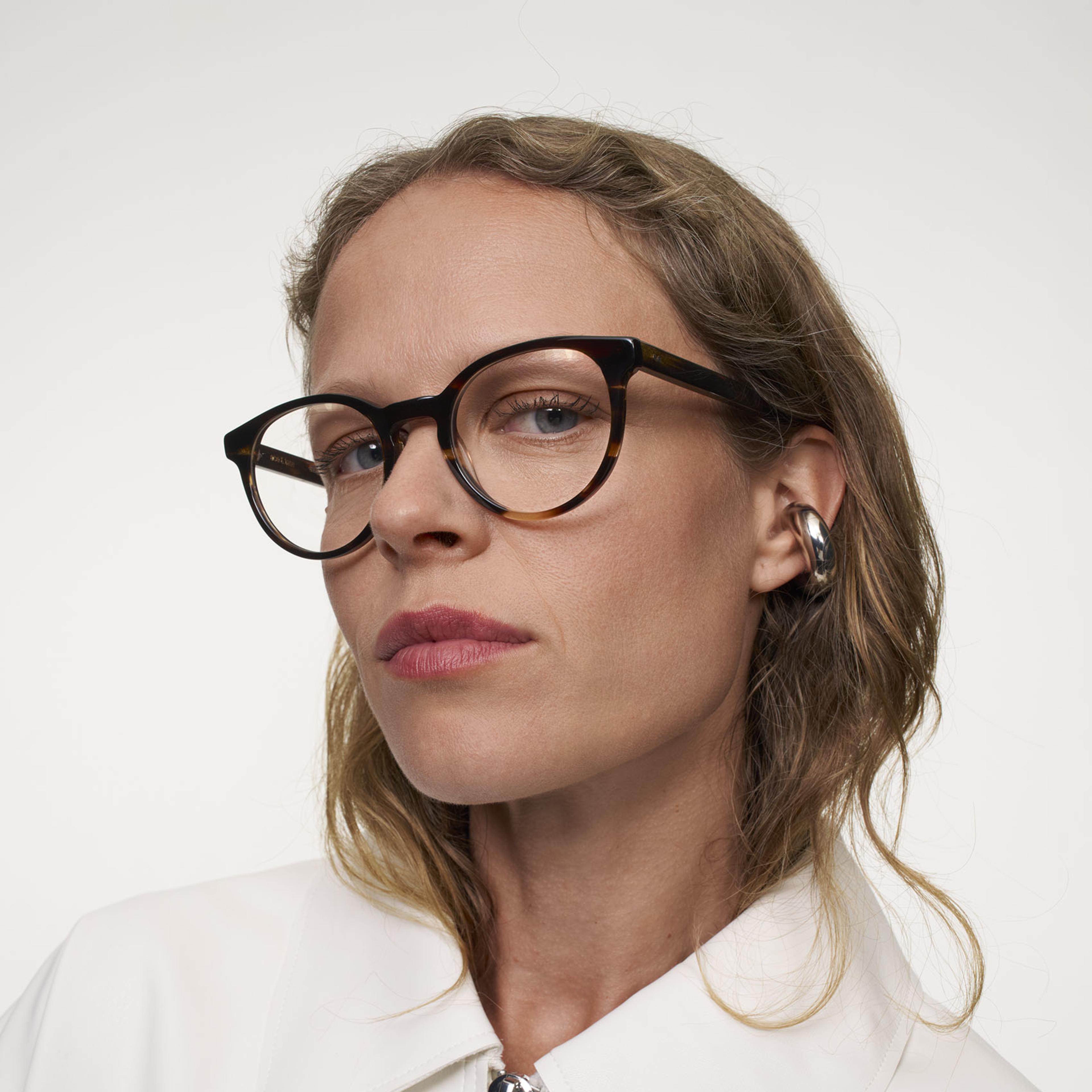 Ace & Tate Glasses | Round Acetate in Brown, Orange