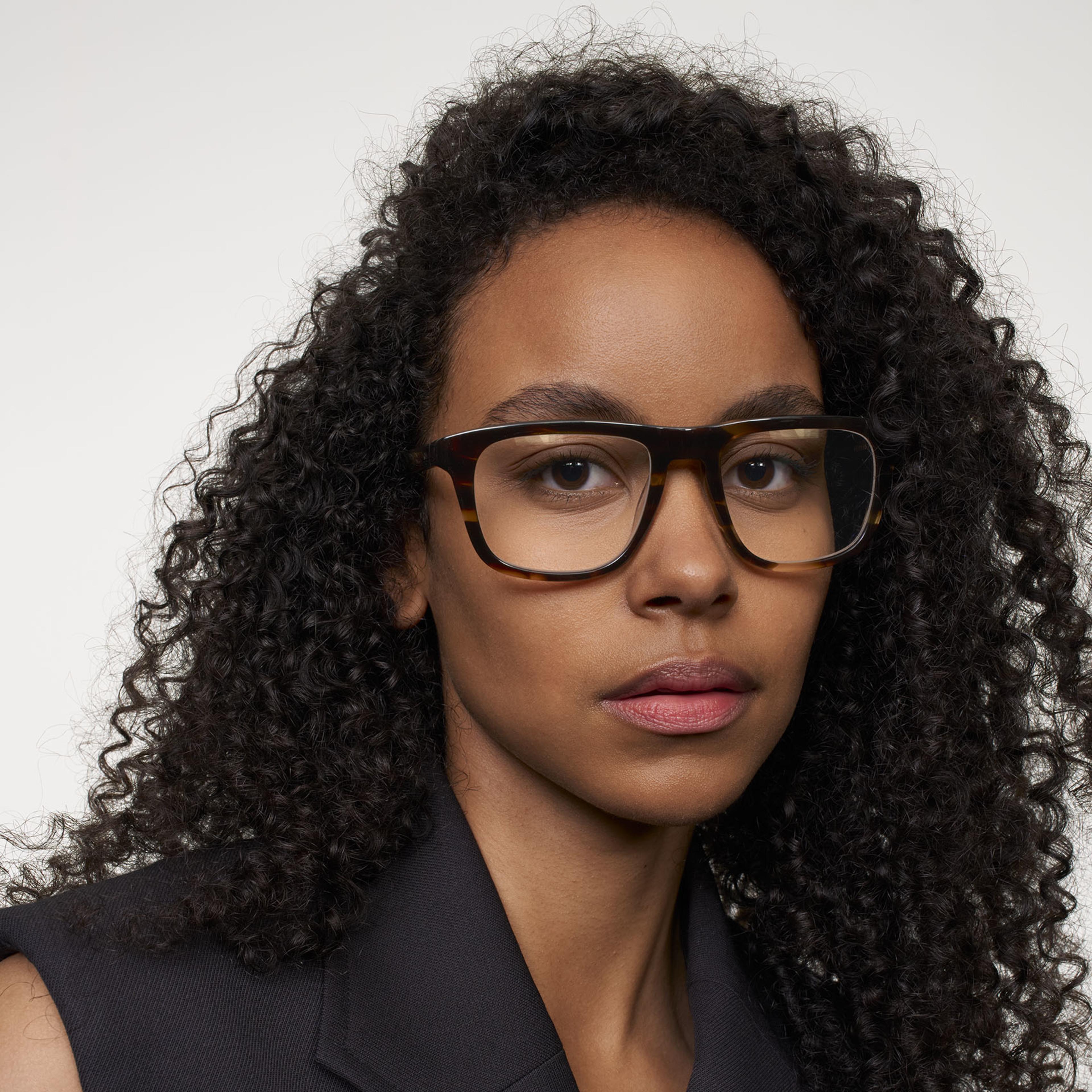 Ace & Tate Glasses | Rectangle Acetate in Brown, Orange