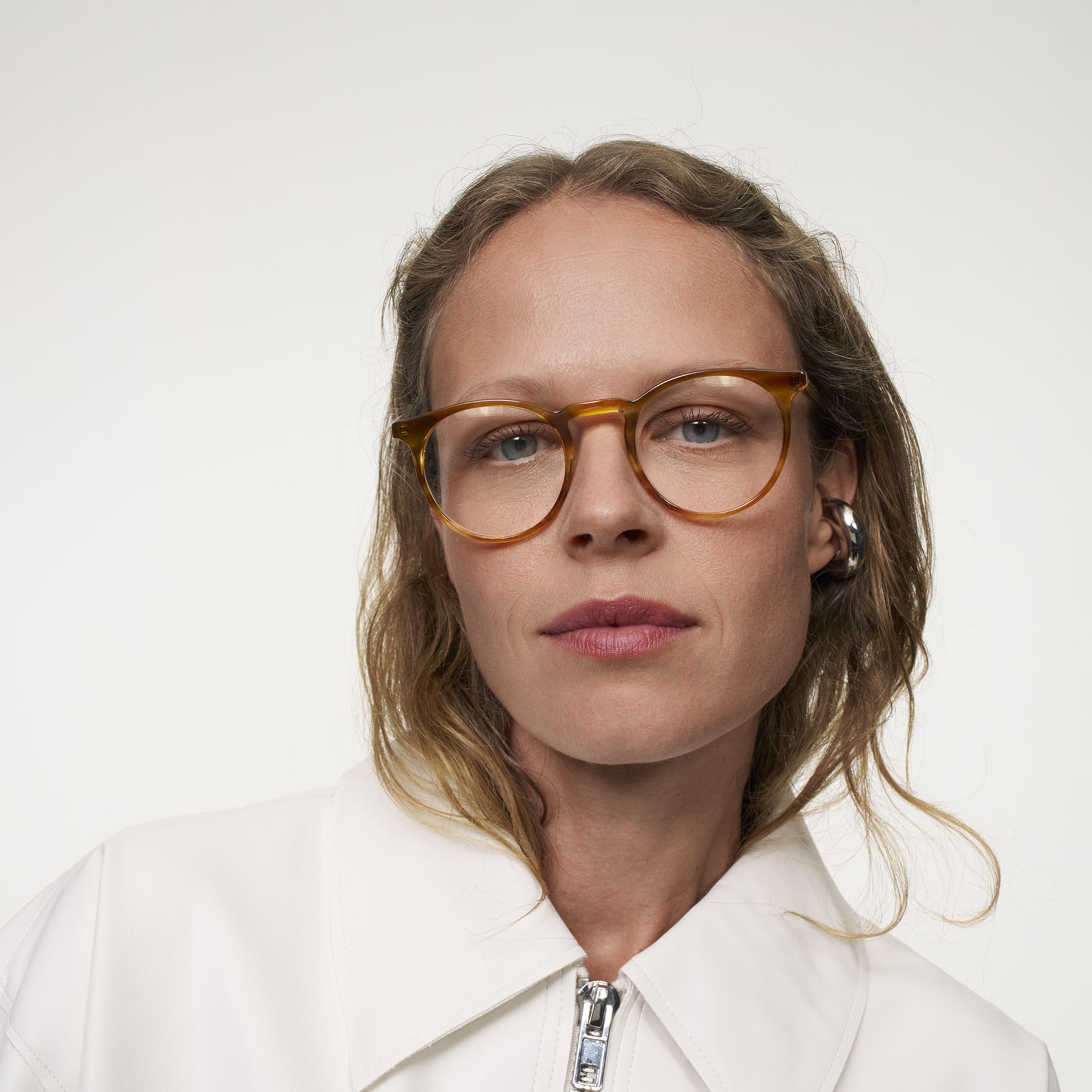 Ace & Tate Glasses | Round Acetate in Brown, Orange
