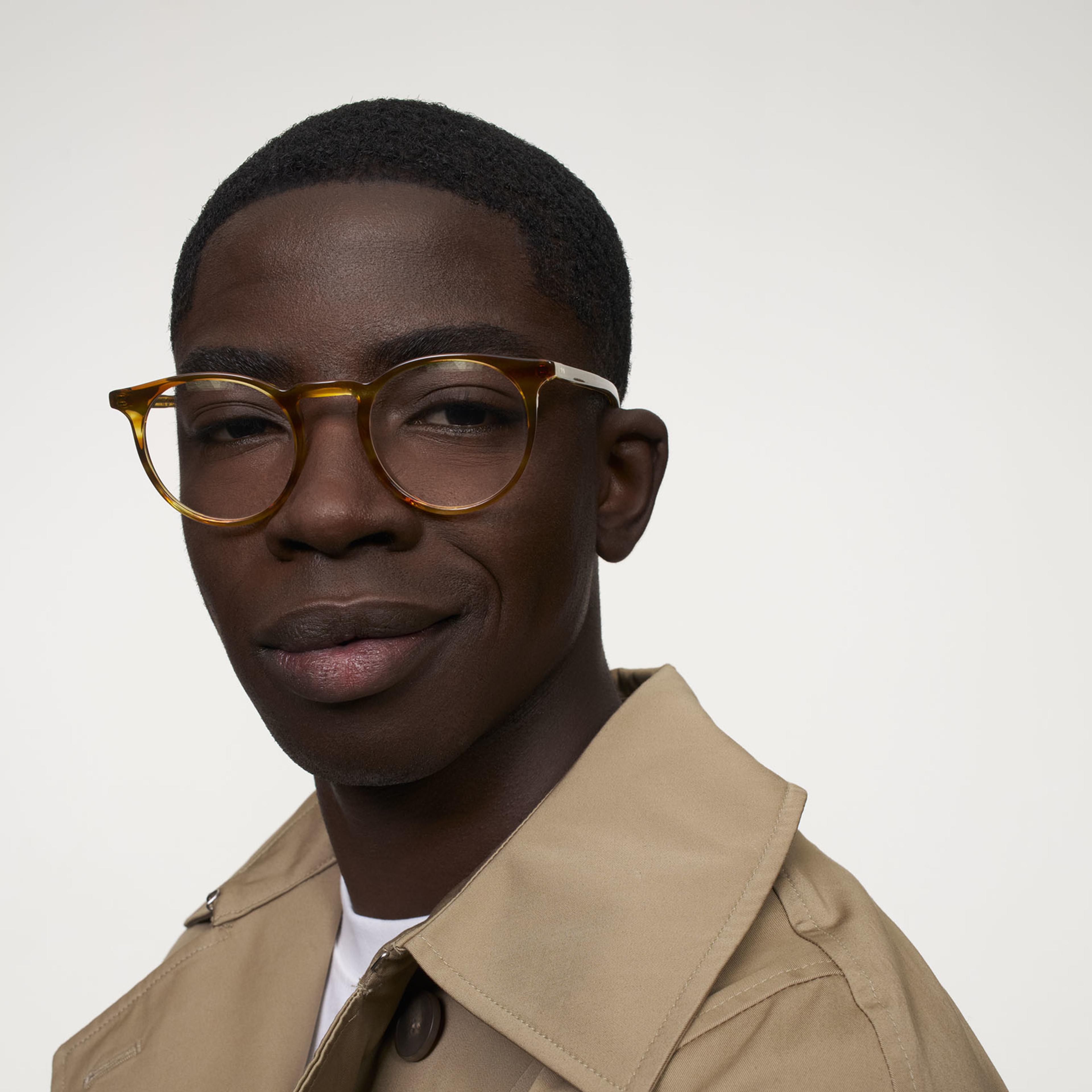 Ace & Tate Glasses | Round Acetate in Brown, Orange