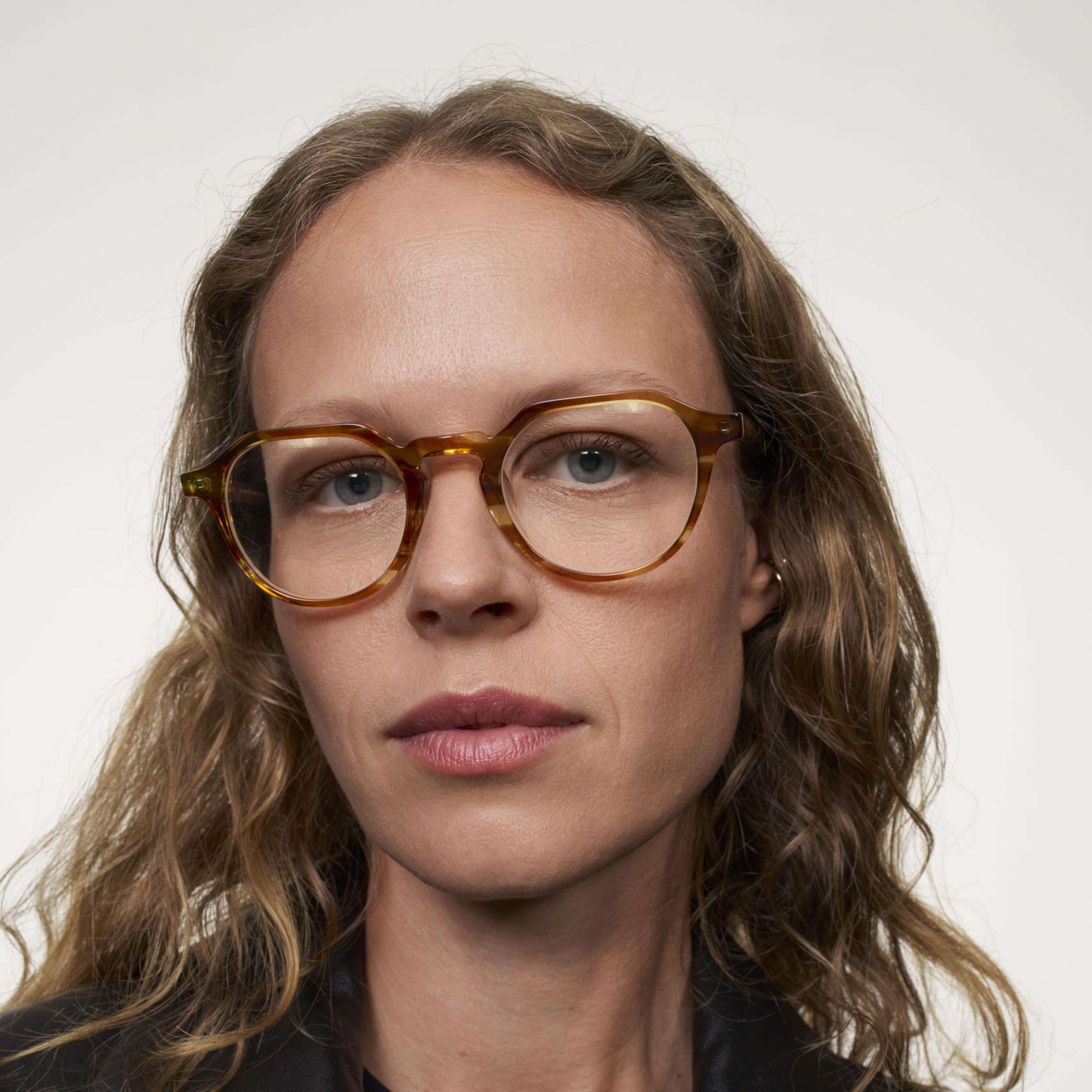 Ace & Tate Gafas | Hexagonal Acetato in Marrón, Naranja